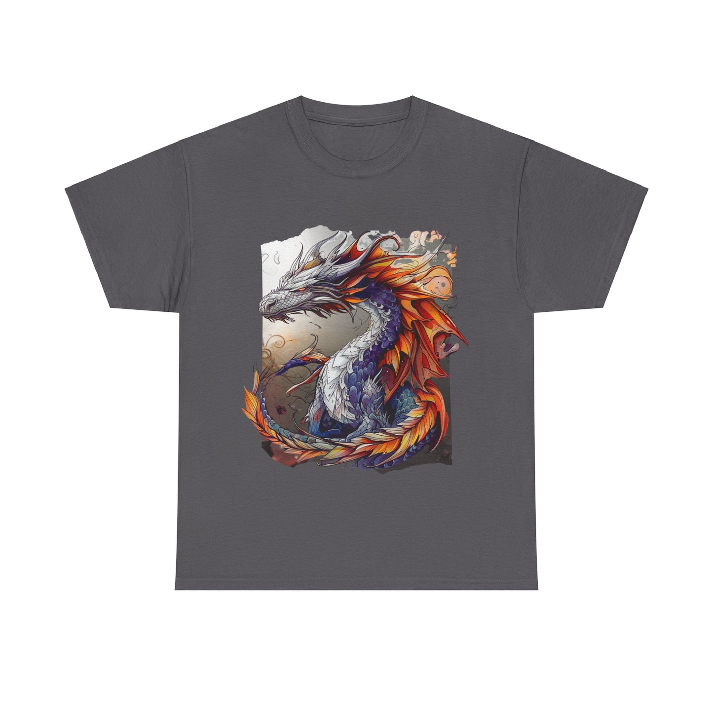 Purple Ancestor Dragon Graphic Tee - Dragon T-shirt - Dragon Lovers Unisex Heavy Cotton Tee T-Shirt