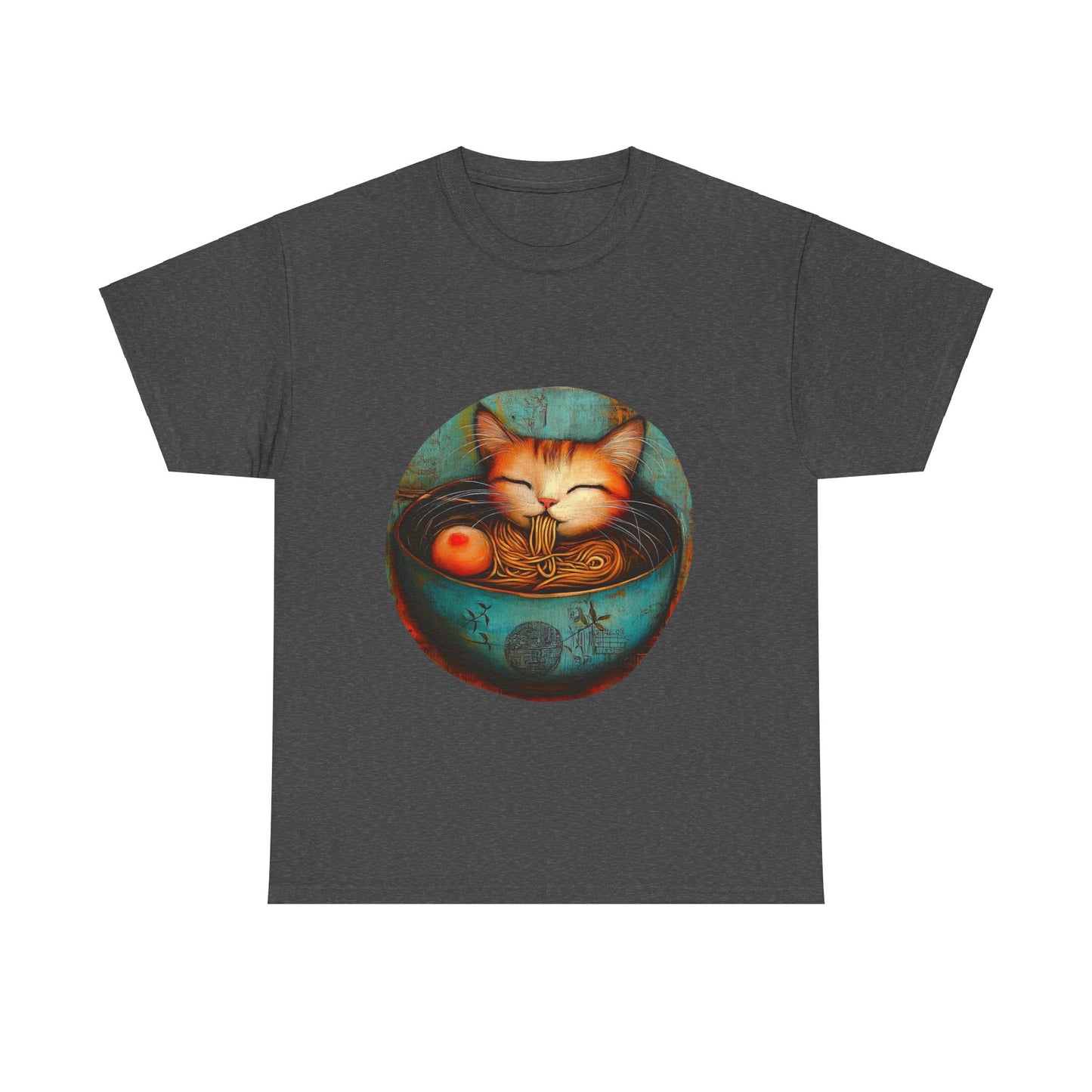 Ramen Cat (Ver 5), Cats and Ramen, Ramen Art Gift - Cute Cats Unisex Heavy Cotton Tee T-Shirt