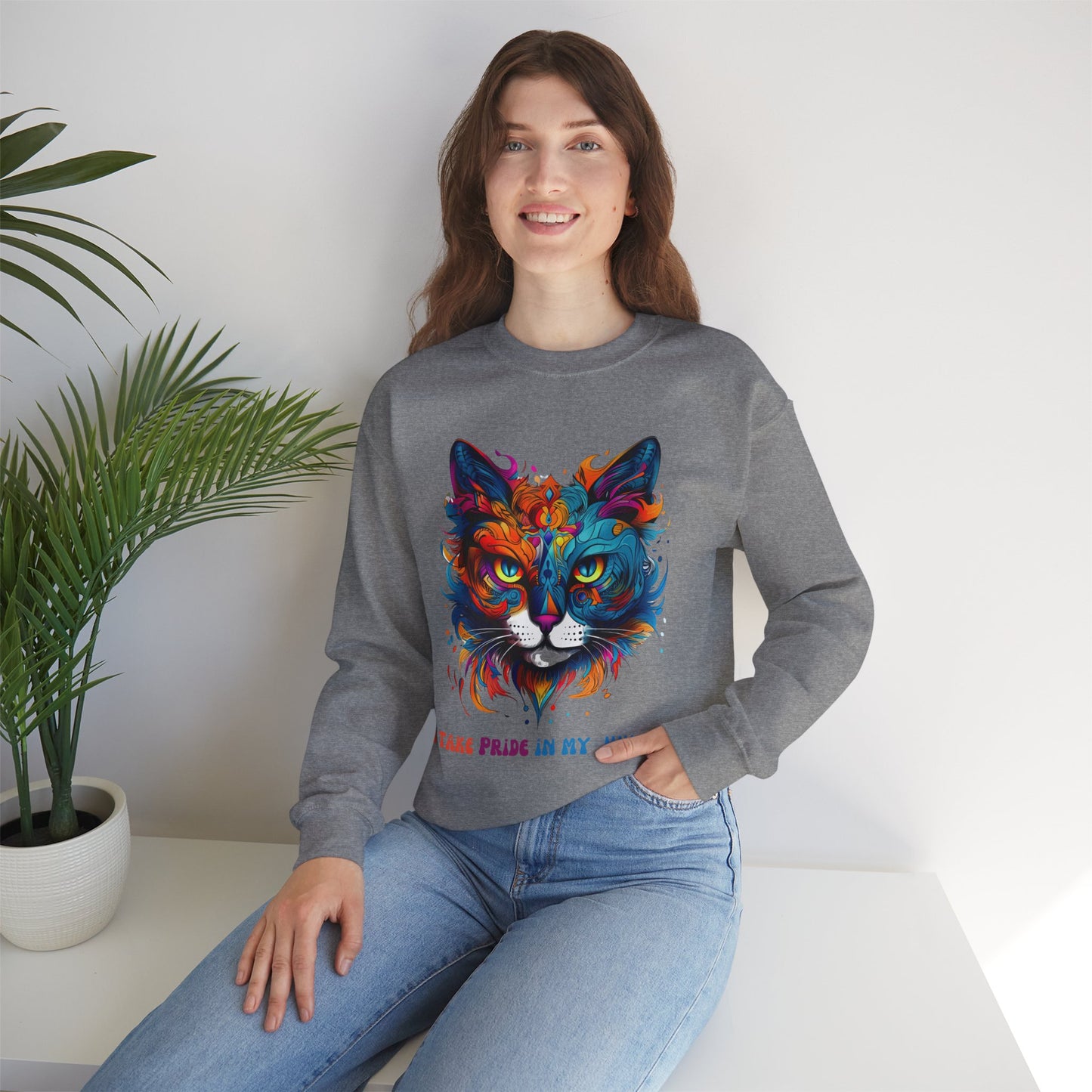 "I Take Pride in My Human" Pride Cat Sweatshirt, Cat Lovers Gift, Kitty Cat LGBTQ+ Shirt Unisex Sweatshirt Sweat Shirt, Many Colors