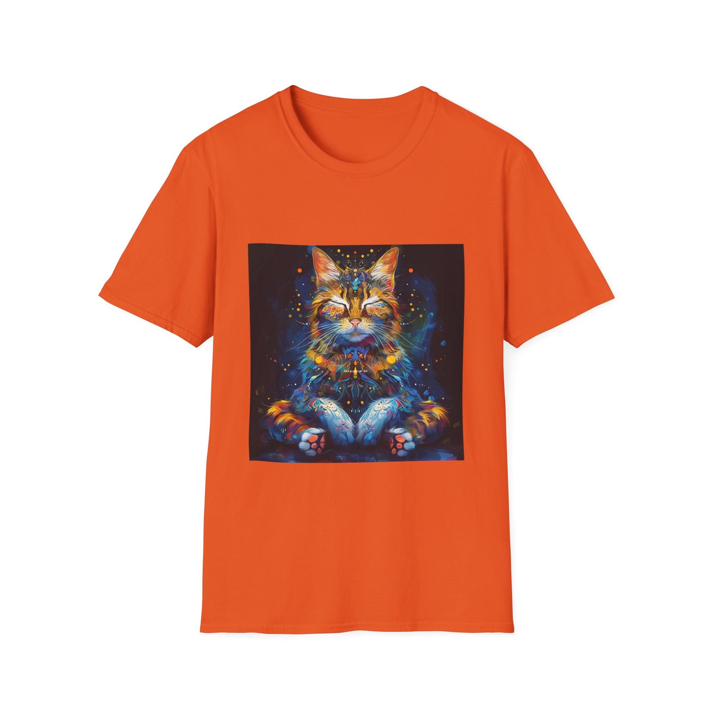Meditating Cat Graphic Yoga Shirt, Cat Lover's Graphic Tee Graphic Unisex T- Shirt, T-Shirt Cat Lovers Gift Softstyle T-Shirt Tee Teeshirt Stylized Cat