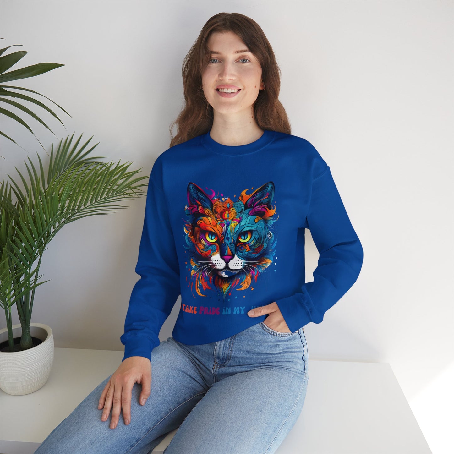 "I Take Pride in My Human" Pride Cat Sweatshirt, Cat Lovers Gift, Kitty Cat LGBTQ+ Shirt Unisex Sweatshirt Sweat Shirt, Many Colors