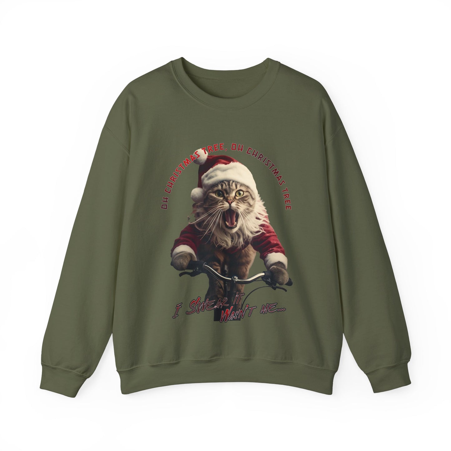 Christmas Cat, Cats on Bikes, Christmas Caroling Cats - Unisex Long Sleeve Jersey Cotton Shirt Mens Women's Cat Gift Oh Christmas Tree
