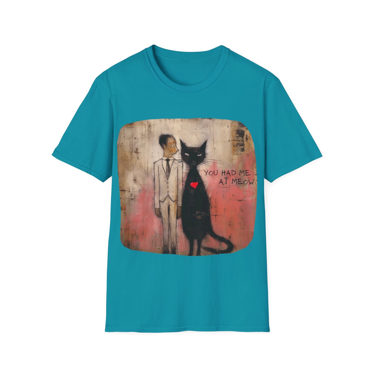 You Had Me At Meow -V6 Love, Romance, Valentine's Day Graphic T-shirt Gift Mens Woman's Unisex Shirt, Softstyle T-Shirt Tee Teeshirt