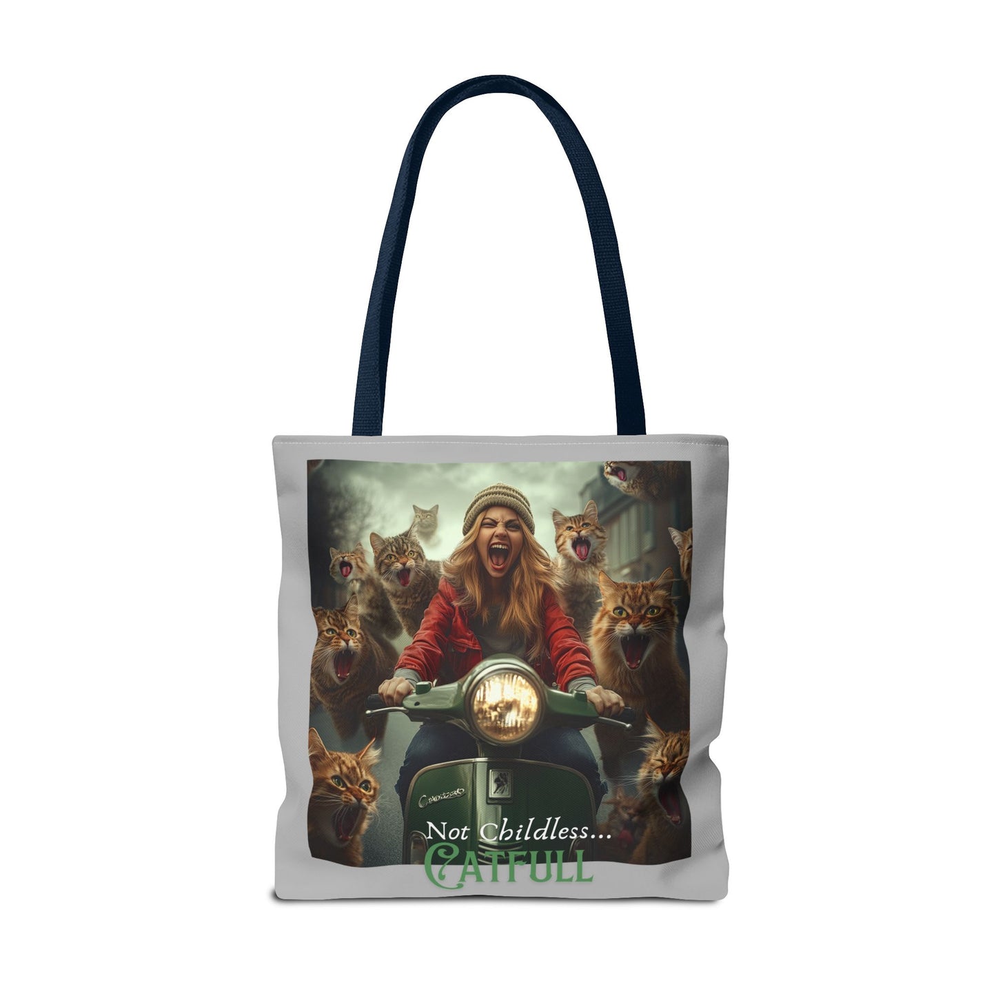 "Not Childless... Catfull" Cat Lady Tote Bag Childless Cat Lady Tote Bag (AOP)