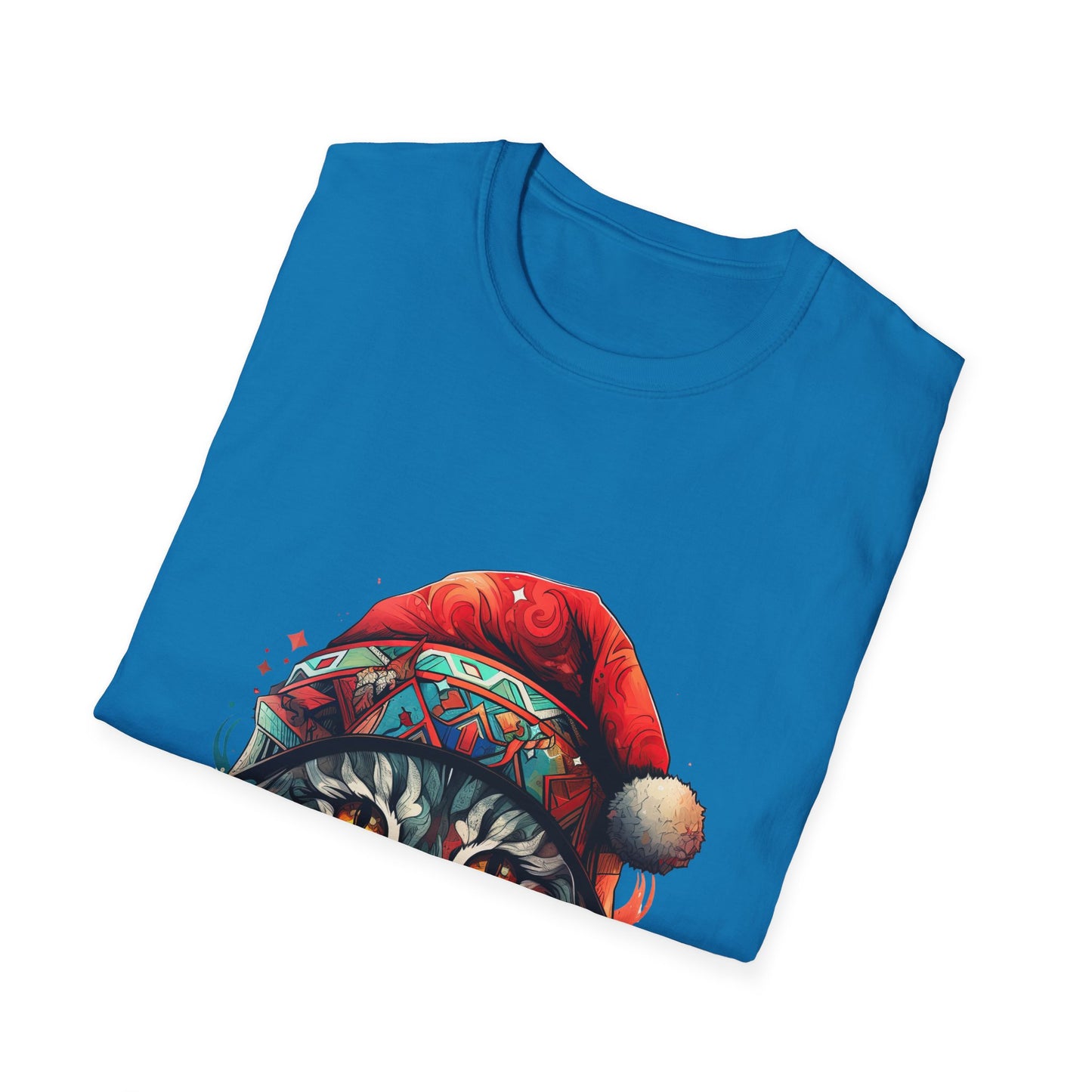 Santa Cats in Christmas Hat Holiday Christmas Cat Shirt, Cat Lover's Graphic Tee Graphic Unisex T- Shirt, T-Shirt Cat Lovers Gift Softstyle T-Shirt Tee Christmas JumperTeeshirt Stylized Cat