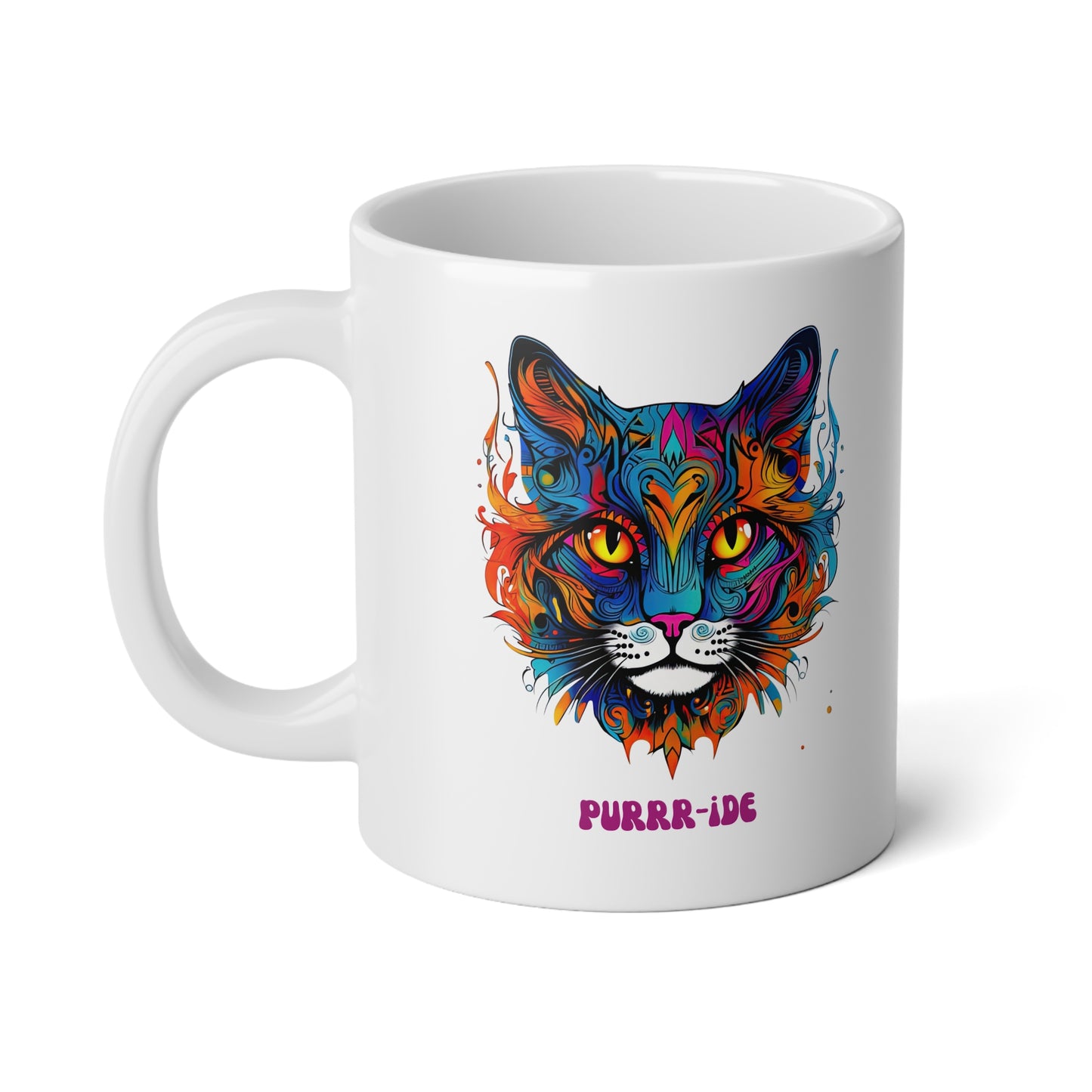 Purr-ide Pride Cat, LGBTQ+ Christmas Gift Mug, Jumbo 20 oz Mug XL Size Mug- Exotic Pride Cat Gift