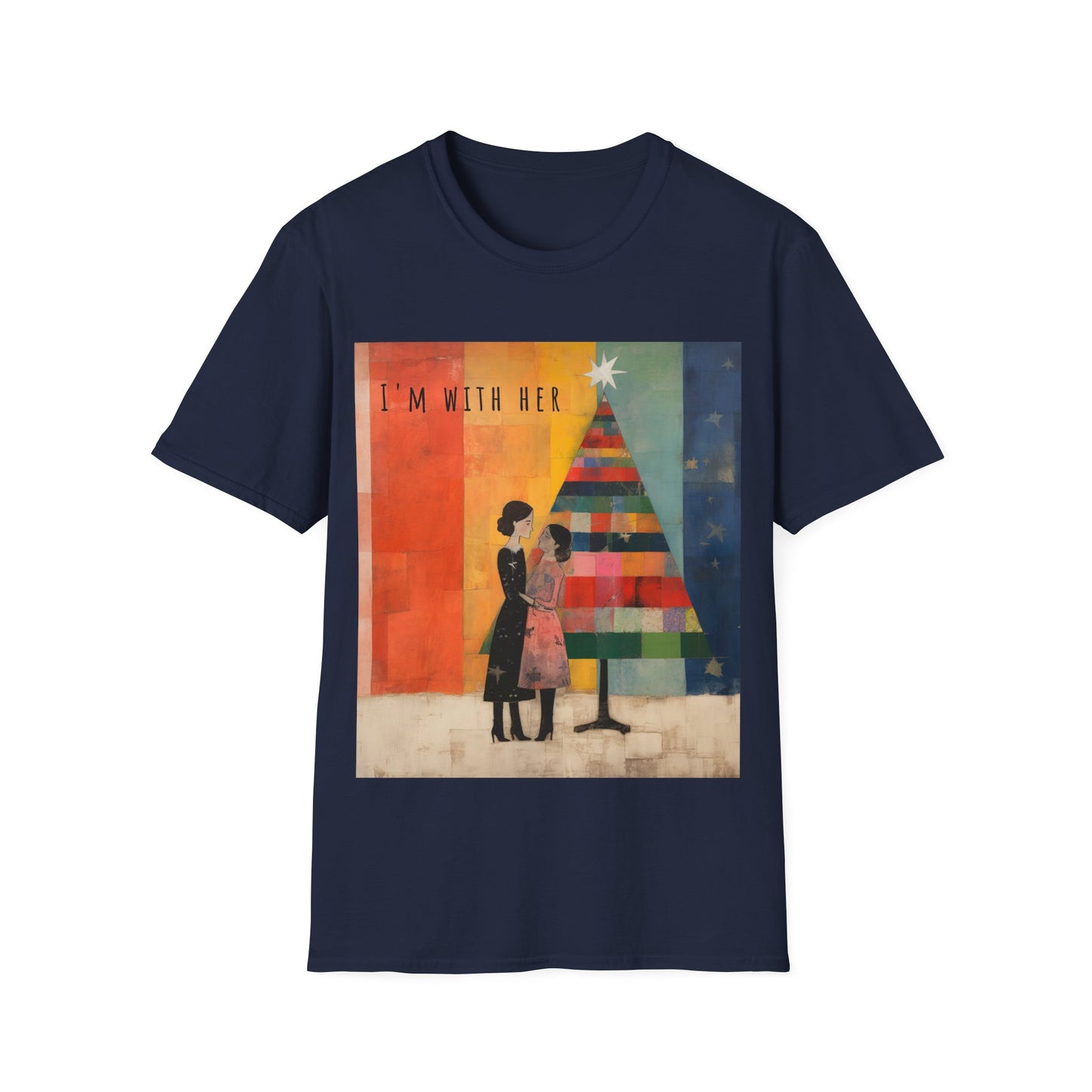 Pride Xmas - "I'm With Her" - Lesbian LGBTQ Christmas Pride Shirt Unisex Softstyle Teeshirt, T-Shirt, Gay Pride Gift, Many Colors