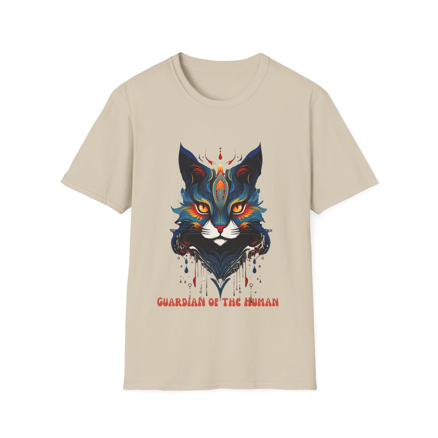 Guardian of the Human, Cat Lover's Gift Unisex Tee Shirt, T-Shirt Cat Lovers Gift Softstyle T-Shirt Tee Teeshirt Stylized Cat