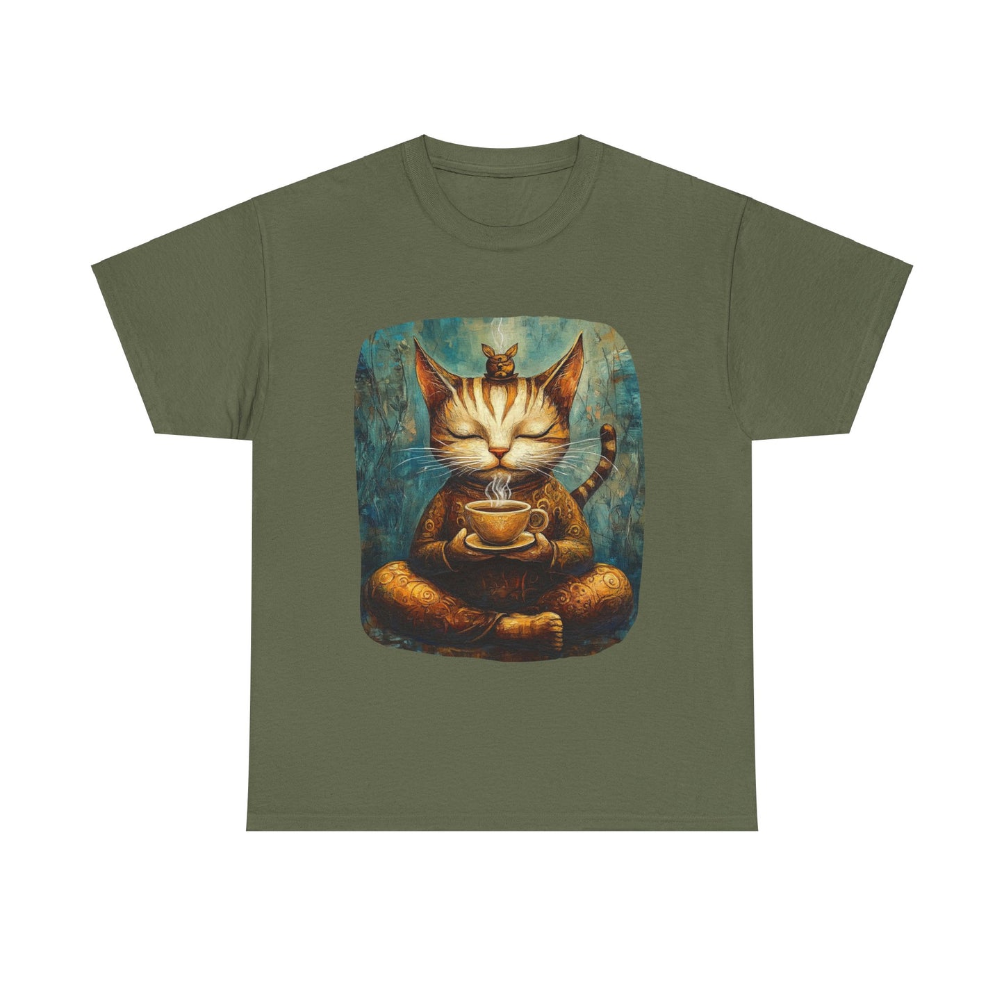 Coffee Cat (Ver 5) - Cats and Coffee , Tea Shirt - T-shirt Coffee Lover - Cat Lover Unisex Heavy Cotton Tee T-Shirt