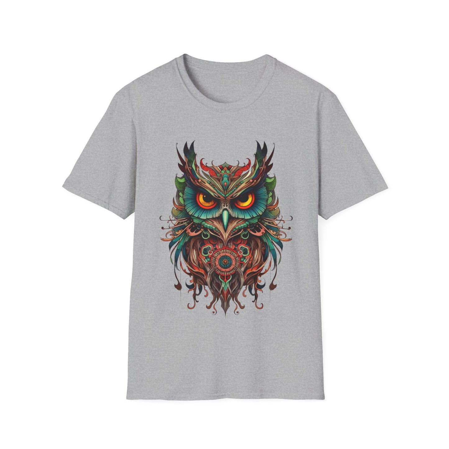 Jeweled Tone Owl, Owl Shirt, Barn Steampunk Owl Unisex Tee Shirt, T-Shirt Softstyle T-Shirt Tee Teeshirt