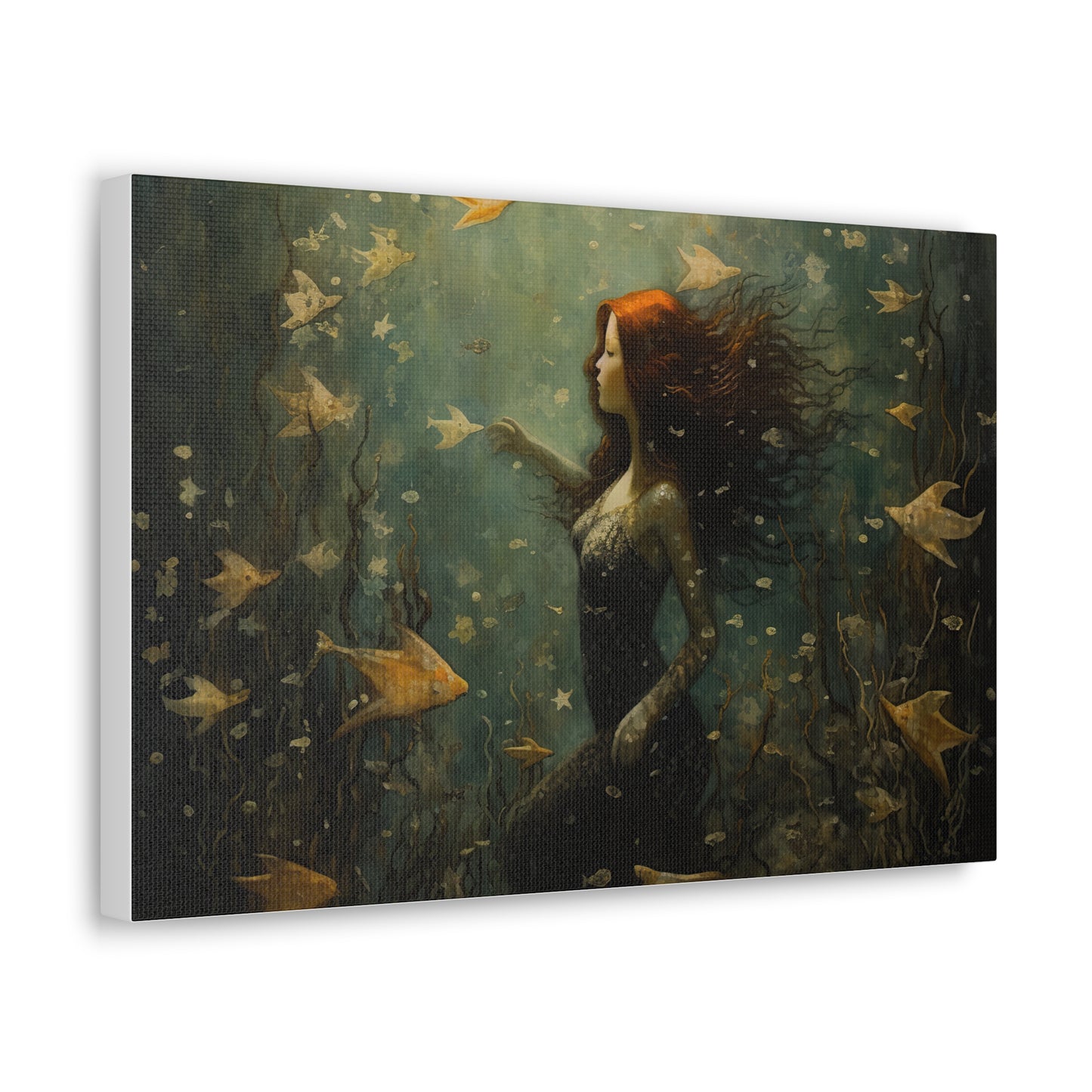 Mermaid Wall Art, Underwater Scene, Mystical Wall Art, Canvas, Kids or Adults Room, Creative Wall Art Painting Pastel