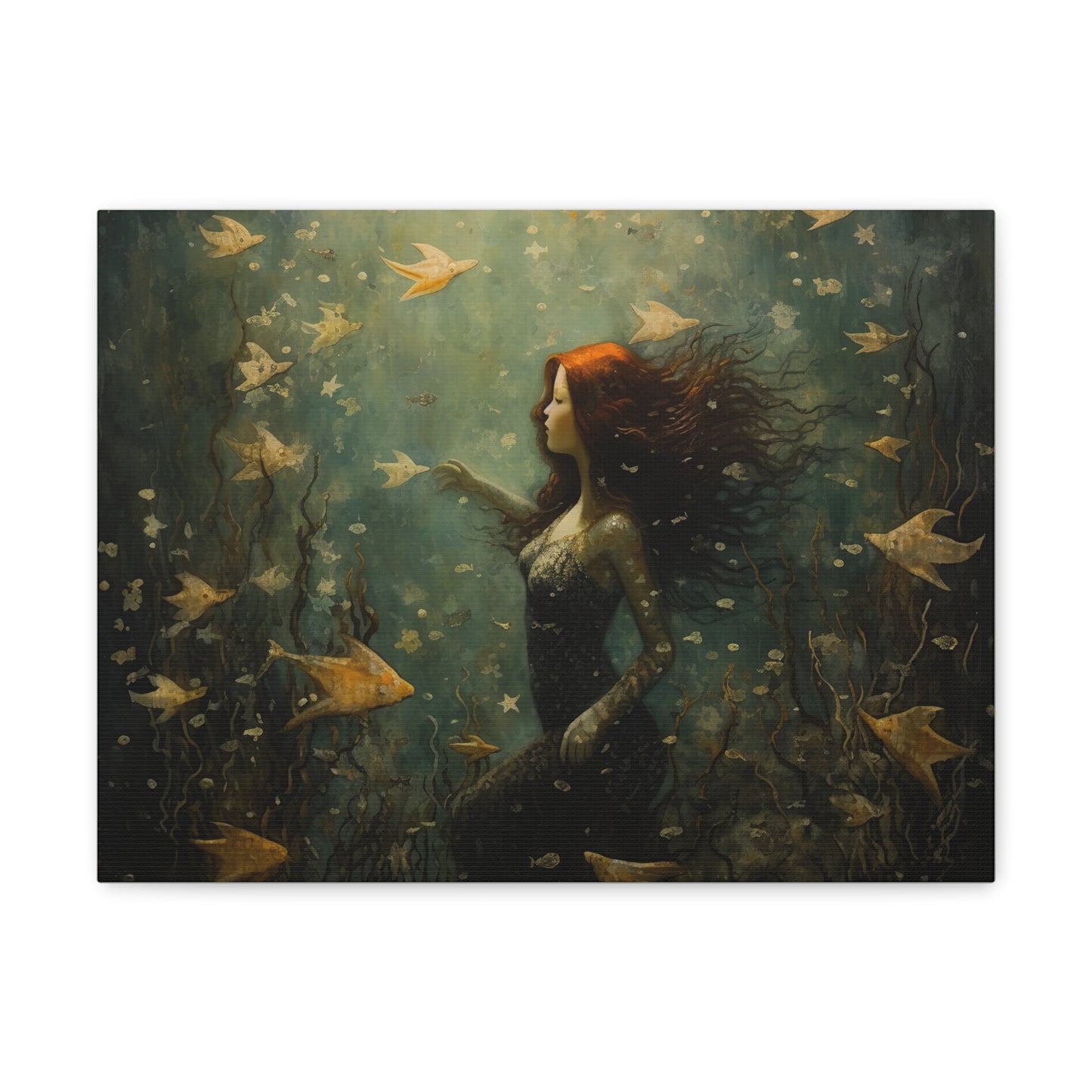 Mermaid Wall Art, Underwater Scene, Mystical Wall Art, Canvas, Kids or Adults Room, Creative Wall Art Painting Pastel