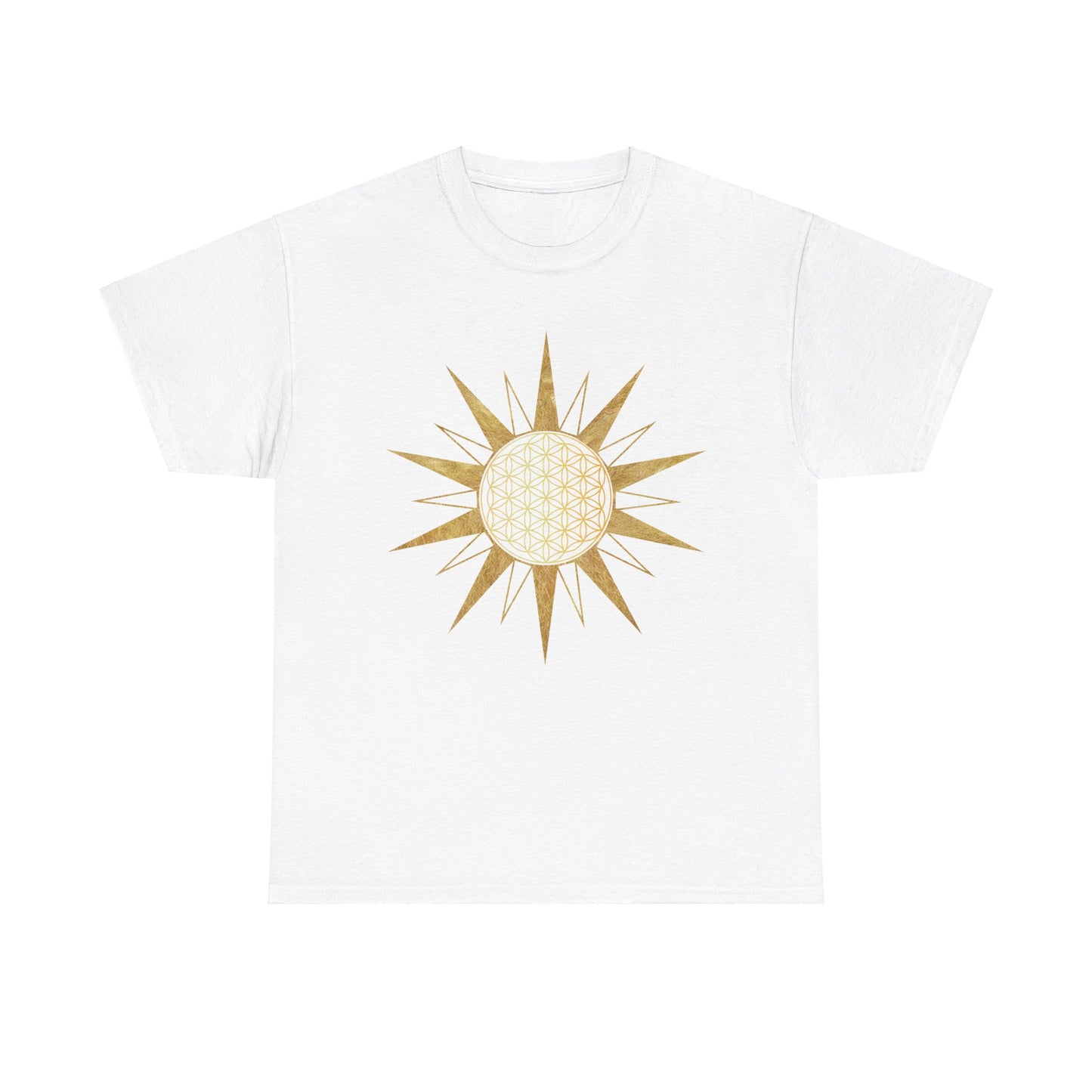 Flower of Life in Sacred Star, Sacred Geometry Tee Shirt - Graphic Tee - Yoga, Zen, Meditation Gifts Unisex Heavy Cotton Graphic Tee T-Shirt