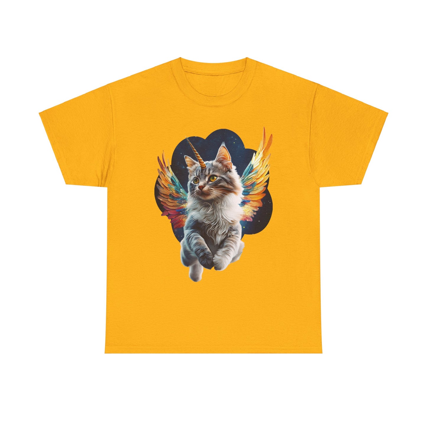 Unicorn Angel Cat, Cat Memorial Unicorn Angel Cat with Angel Wings Graphic Tee- Cat Gift Unisex Heavy Cotton Tee T-Shirt