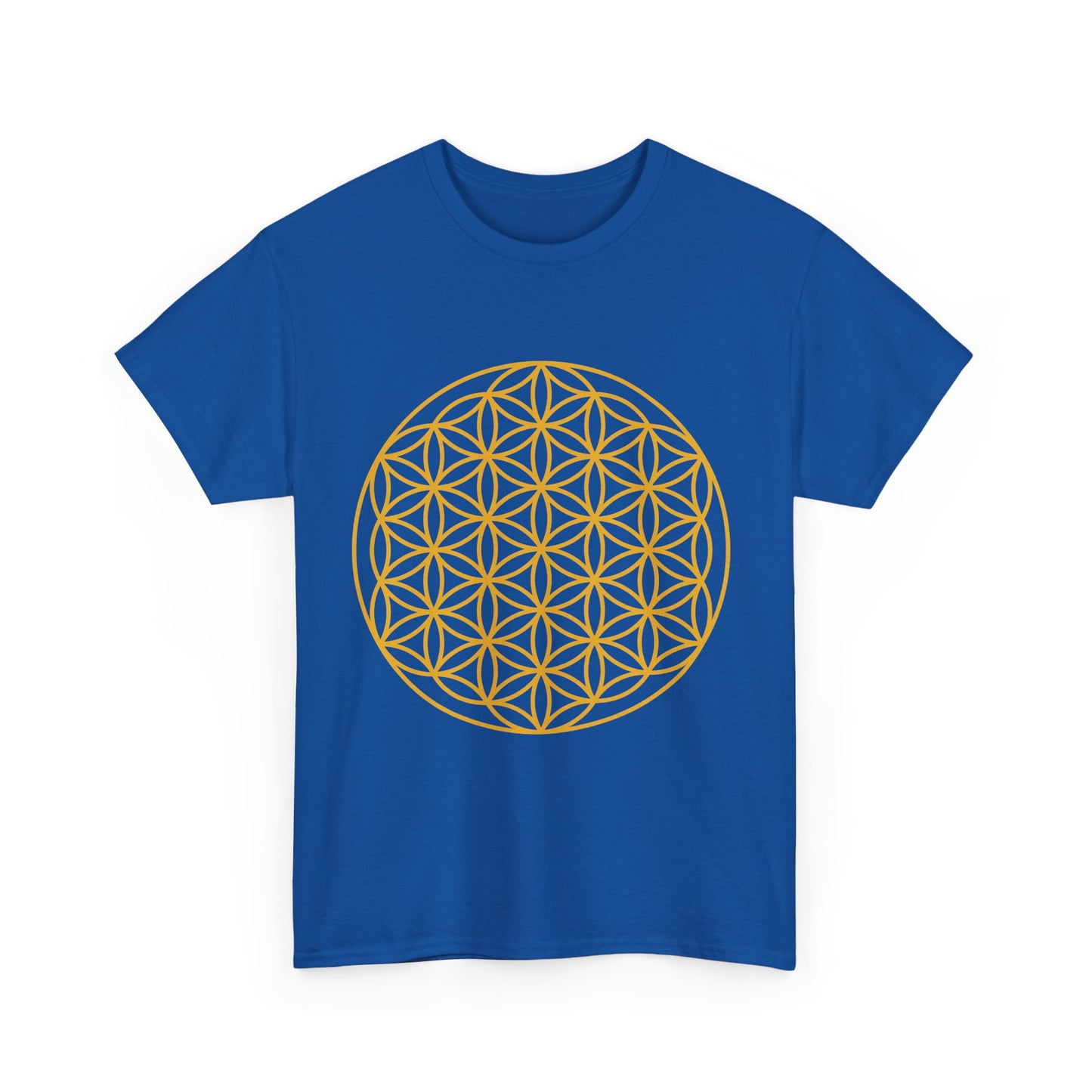 Flower of Life Sacred Geometry, (flat gold design ) Graphic Tee - Yoga, Zen, Meditation Gifts Heavy Cotton Graphic Tee T-Shirt