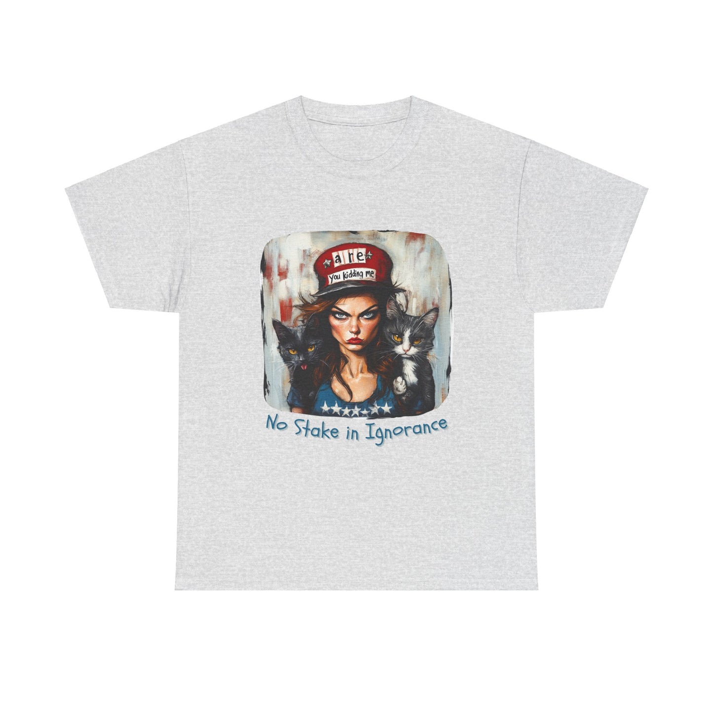 Childless Cat Lady Shirt - "No Stake in Ignorance" - , Say NO to Ignorance - Unisex Heavy Cotton Tee