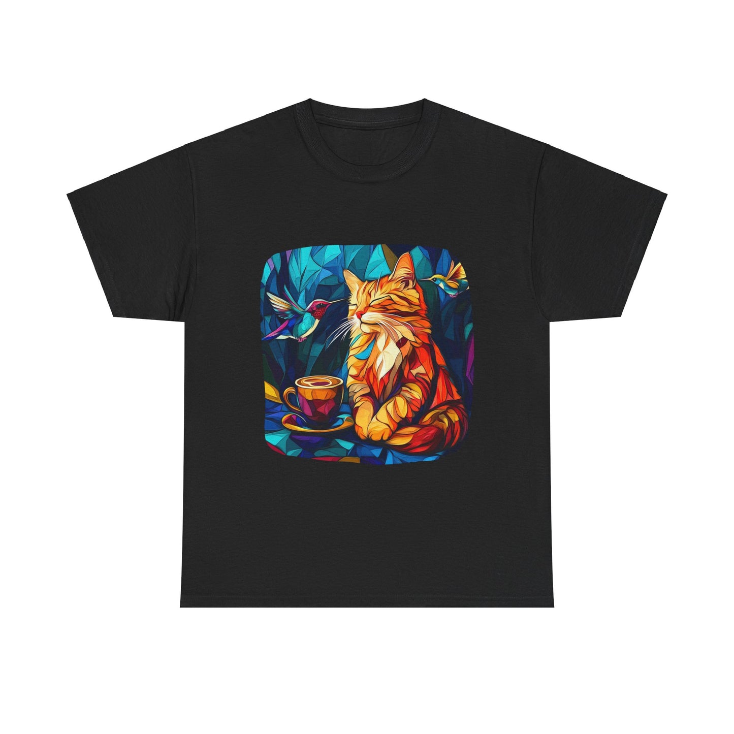 Coffee Cat (V2) - Cats and Coffee , Tea Shirt - T-shirt Coffee Lover - Cat Lover Unisex Heavy Cotton Tee T-Shirt