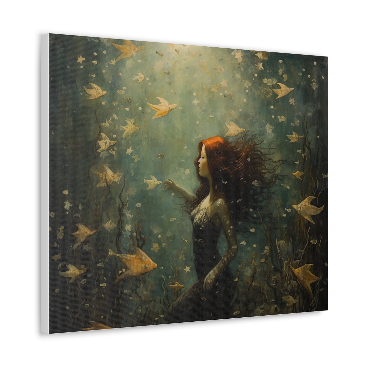 Mermaid Wall Art, Underwater Scene, Mystical Wall Art, Canvas, Kids or Adults Room, Creative Wall Art Painting Pastel