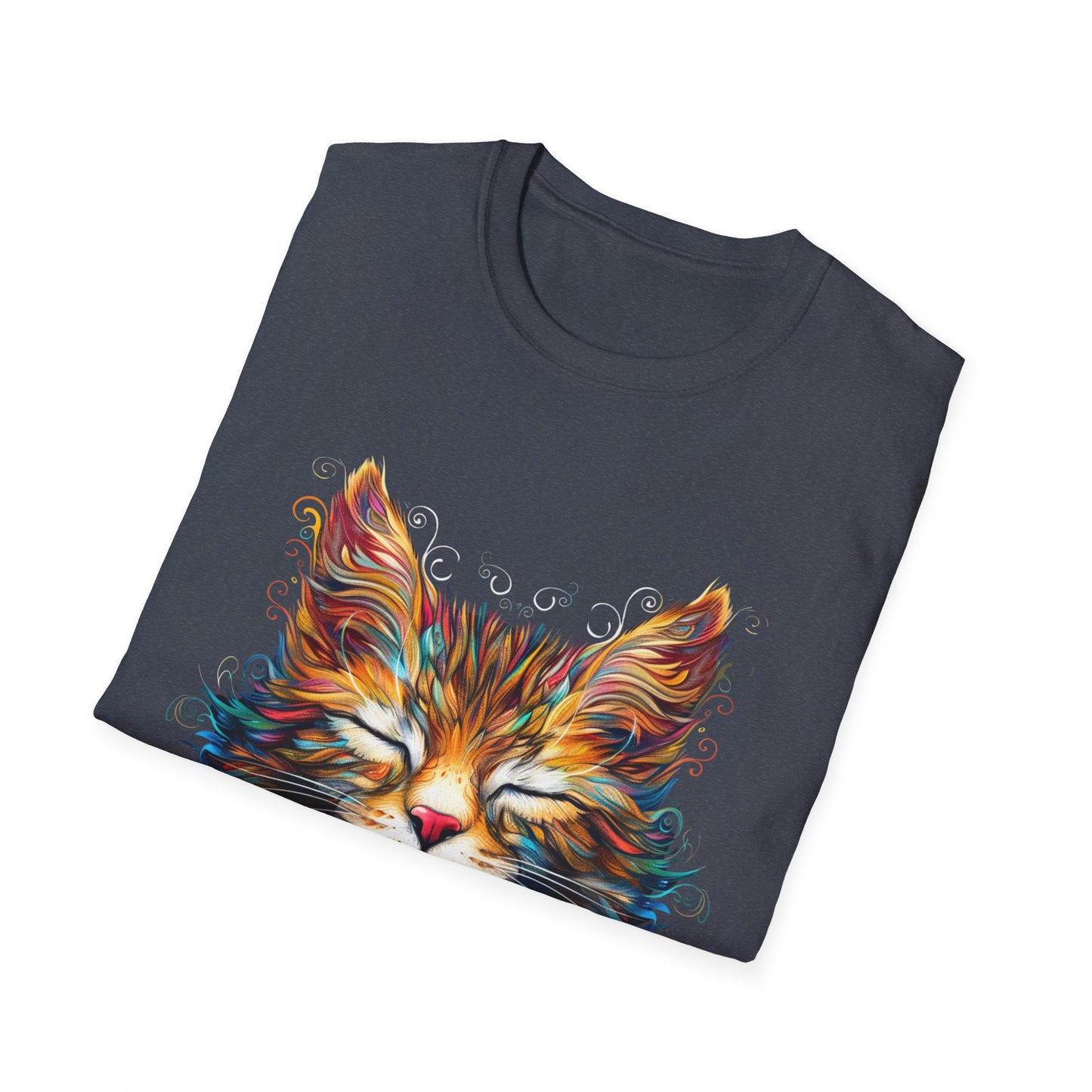 Om Mani Padme Meow - Meditating Cat Shirt, Cat Lover's Graphic Tee Graphic Unisex T- Shirt, T-Shirt Cat Lovers Gift Softstyle T-Shirt Tee Teeshirt Stylized Cat