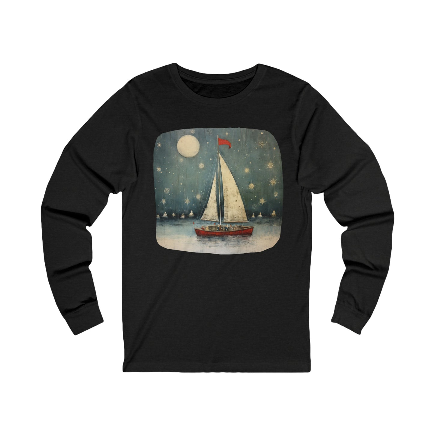 Nautical Sailing NIght Sailing Long Sleeve Shirt Sailor Gift Unisex Jersey Long Sleeve Tee Shirt, T-Shirt, Boat, Florida Holiday