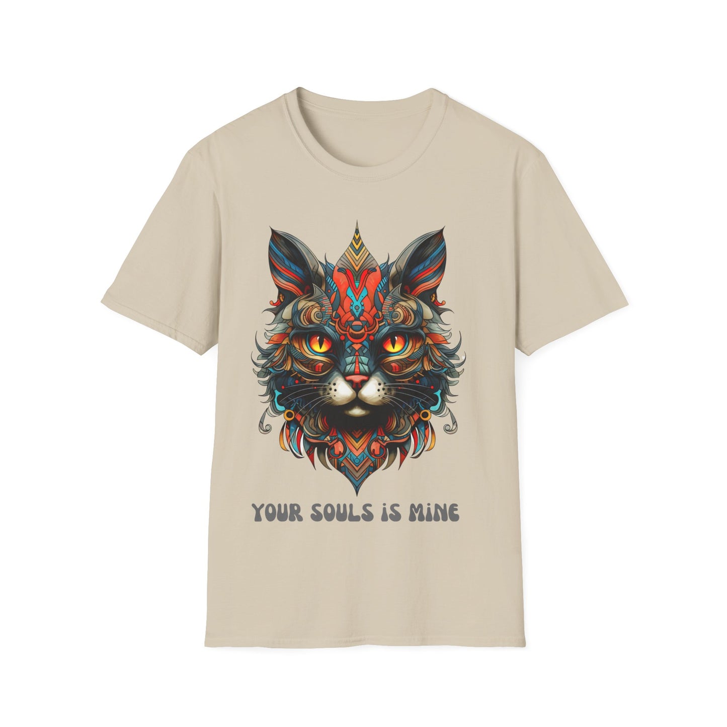Your Soul is Mine Cat Lover's Unisex Tee Shirt, T-Shirt Cat Lovers Gift Softstyle T-Shirt Tee Teeshirt Stylized Exotic Cat