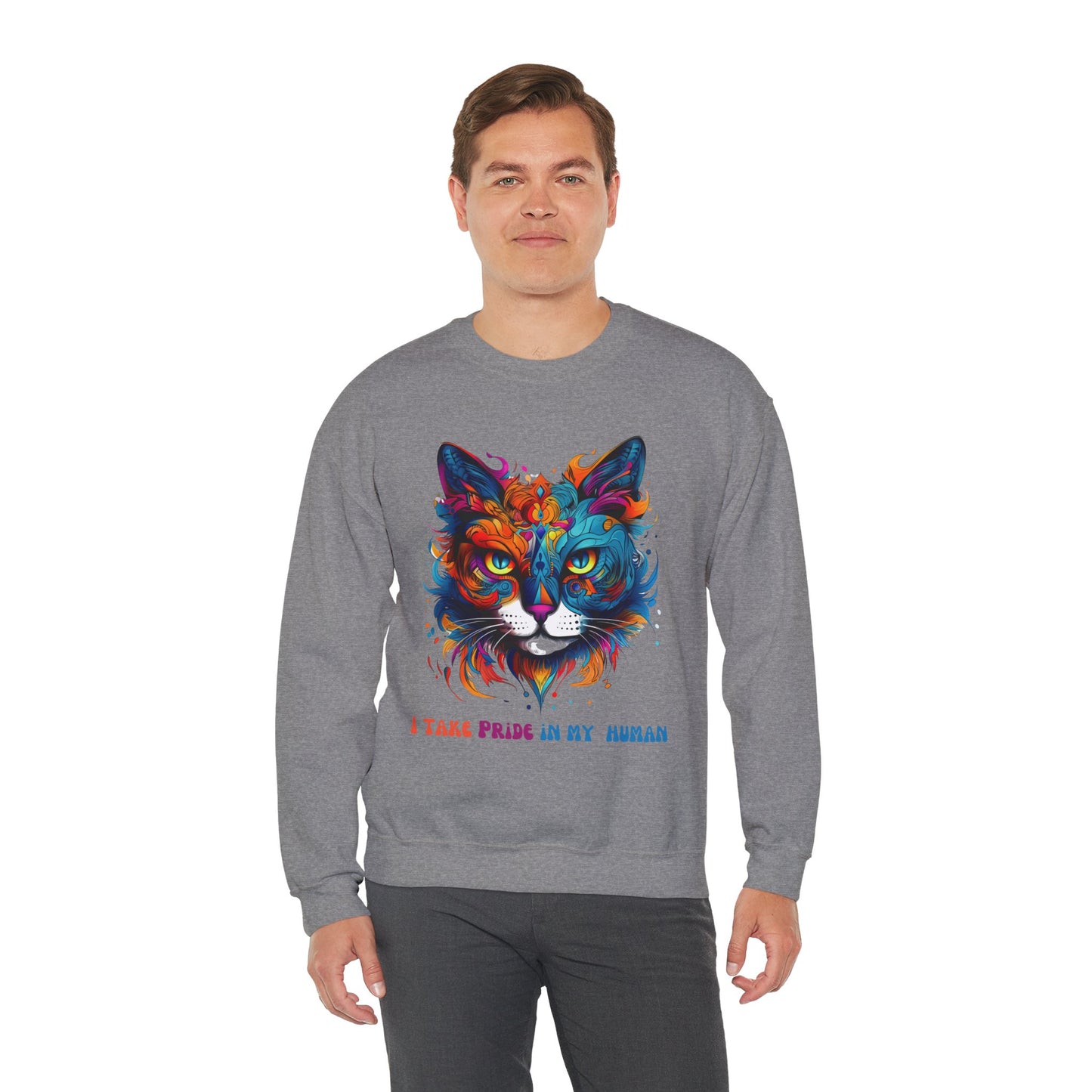 "I Take Pride in My Human" Pride Cat Sweatshirt, Cat Lovers Gift, Kitty Cat LGBTQ+ Shirt Unisex Sweatshirt Sweat Shirt, Many Colors