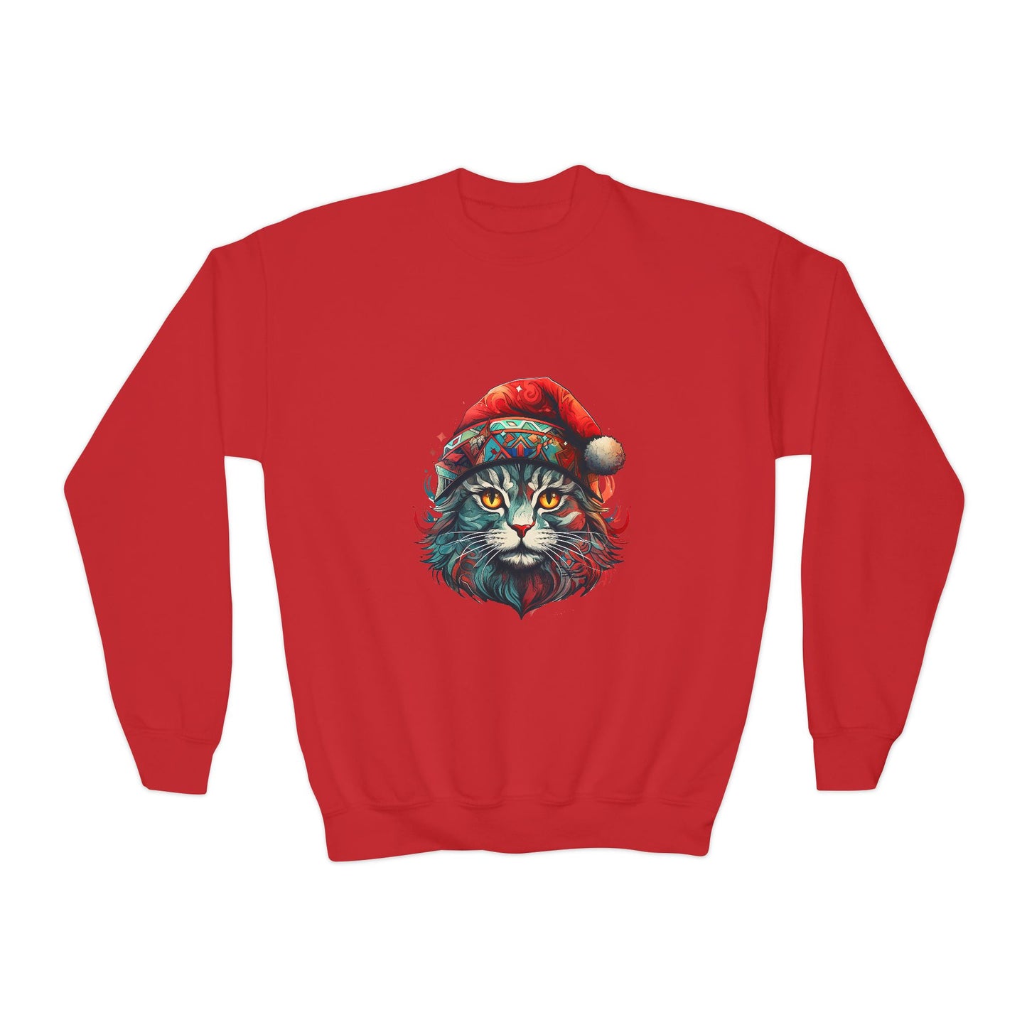 Christmas Cats in Santa Hats- Cats in Santa Hats Kids Sweatshirt - Adorable Youth Crewneck Sweatshirt -Christmas Cat Gift