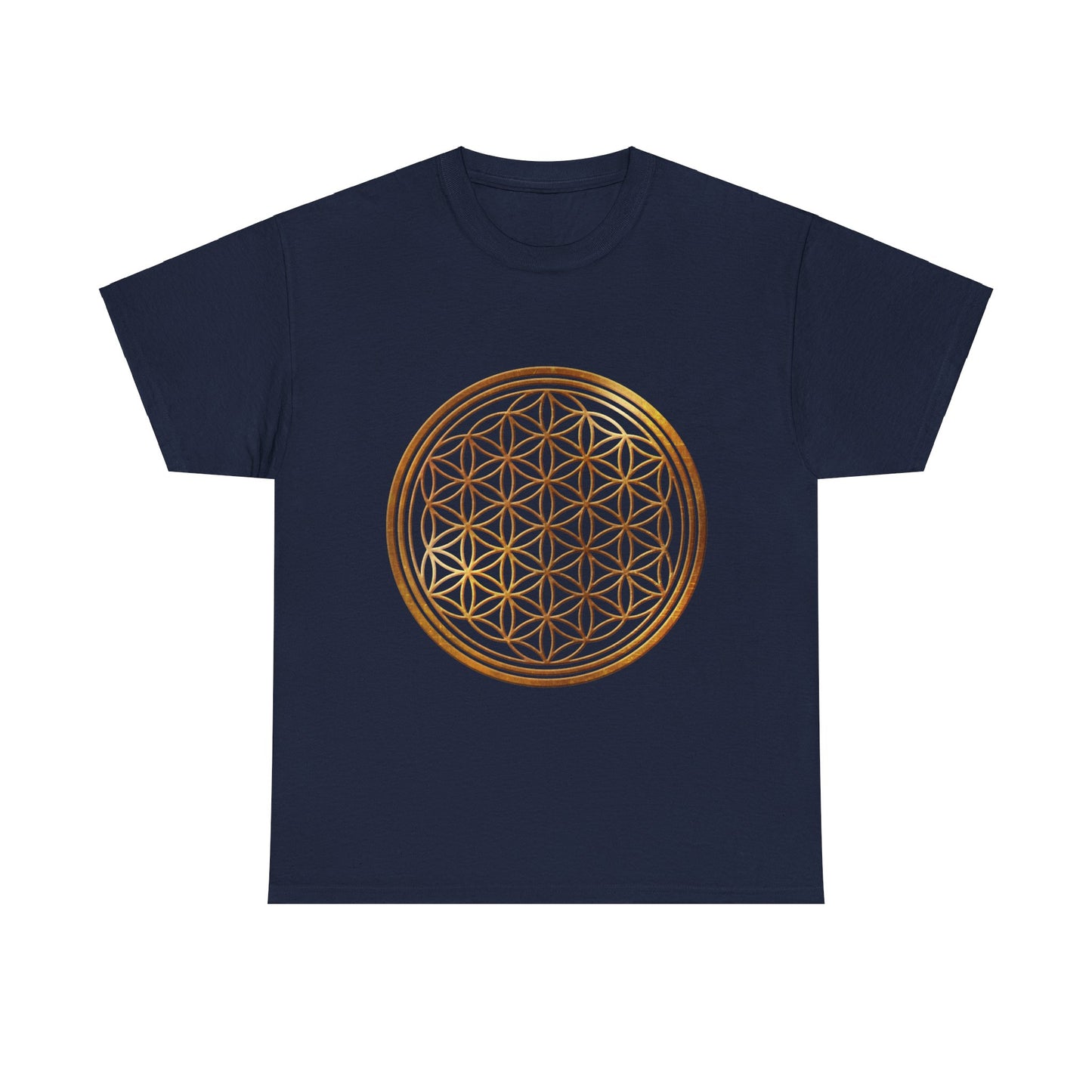 Flower of Life Sacred Geometry, (with shadow/highlight) Graphic Tee - Yoga, Zen, Hindu Gifts Heavy Cotton Graphic Tee T-Shirt