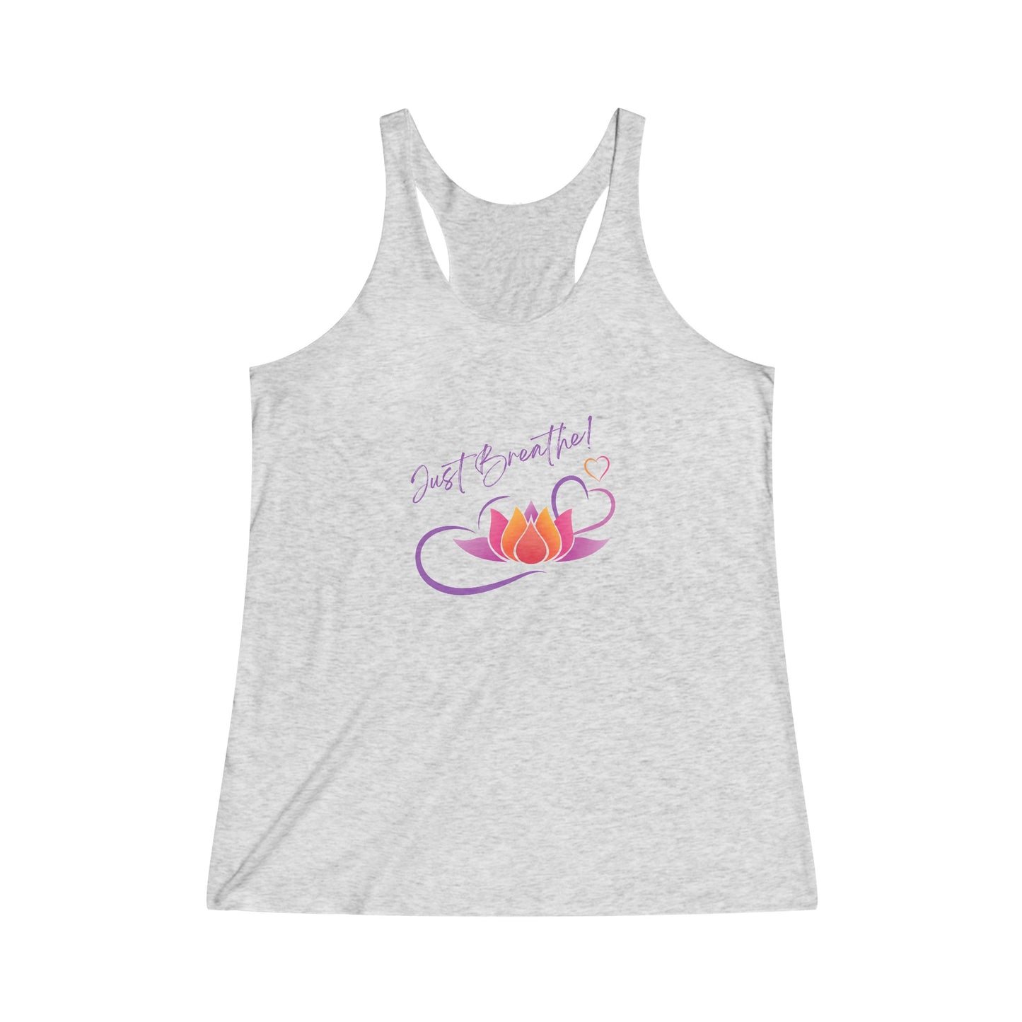 Just Breathe! Lotus Flower Hearts Positive Affirmation Yoga Tank, Namaste Tee Shirt, Women's Yoga Shirt, Athletic Racerback Tank Top Shirt