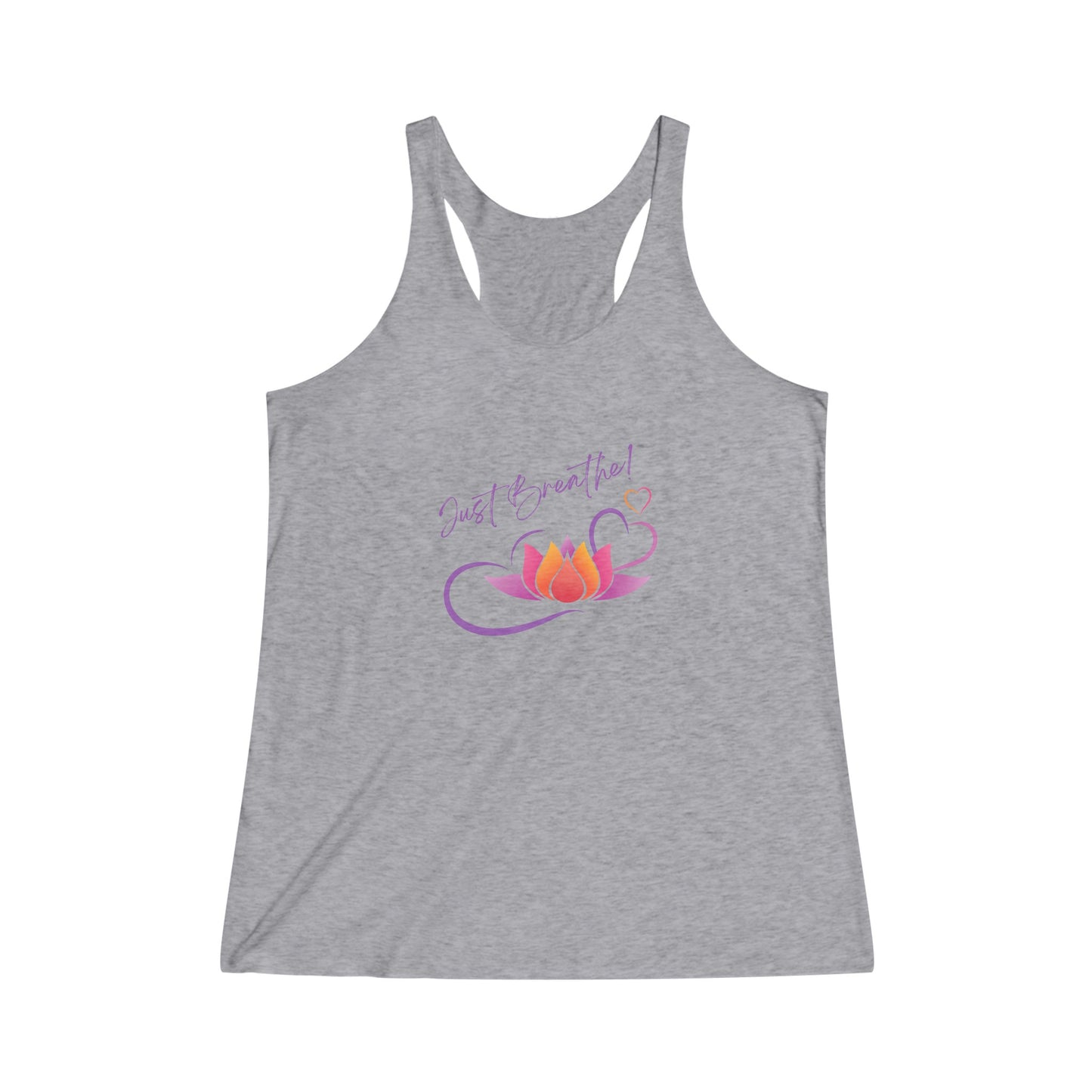 Just Breathe! Lotus Flower Hearts Positive Affirmation Yoga Tank, Namaste Tee Shirt, Women's Yoga Shirt, Athletic Racerback Tank Top Shirt