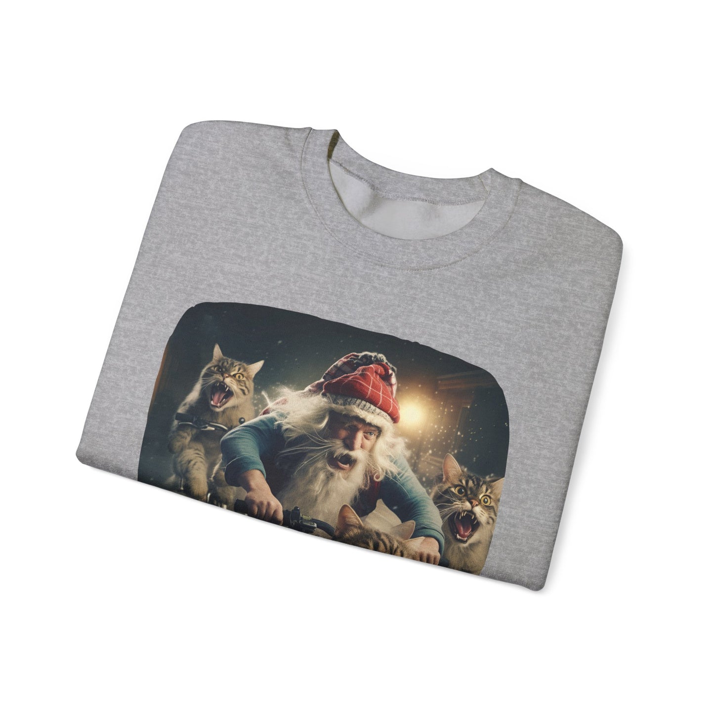 What Reindeer? Cat Brigade Santa on Cycle, Christmas Cat, Cat Bicycle Lovers Gift, Kitty Cat Christmas Shirt Unisex Sweatshirt Sweat Shirt, Many Colors