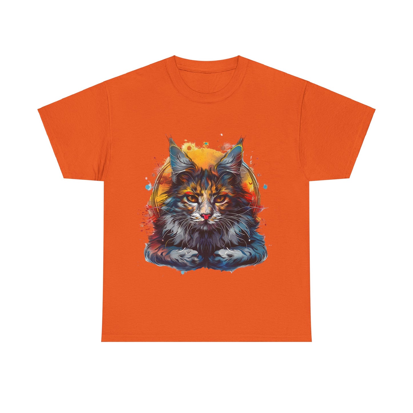 Meditating Cat, (V2) Zen Cat, Cat Gift Unisex Heavy Cotton Tee T-Shirt