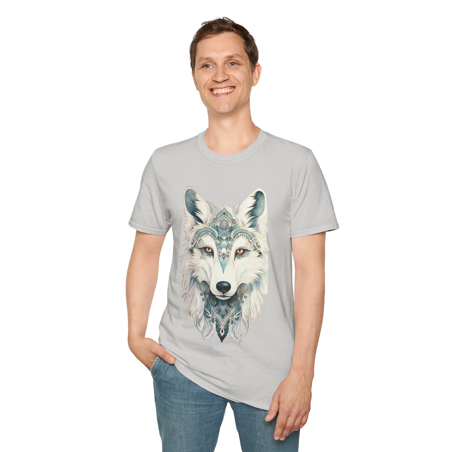 Snow Wolf, White Wolf Shirt, Lone Wolf Gift Unisex Tee Shirt, T-Shirt Wolf Totem Spirit Medicine Softstyle T-Shirt Tee Teeshirt