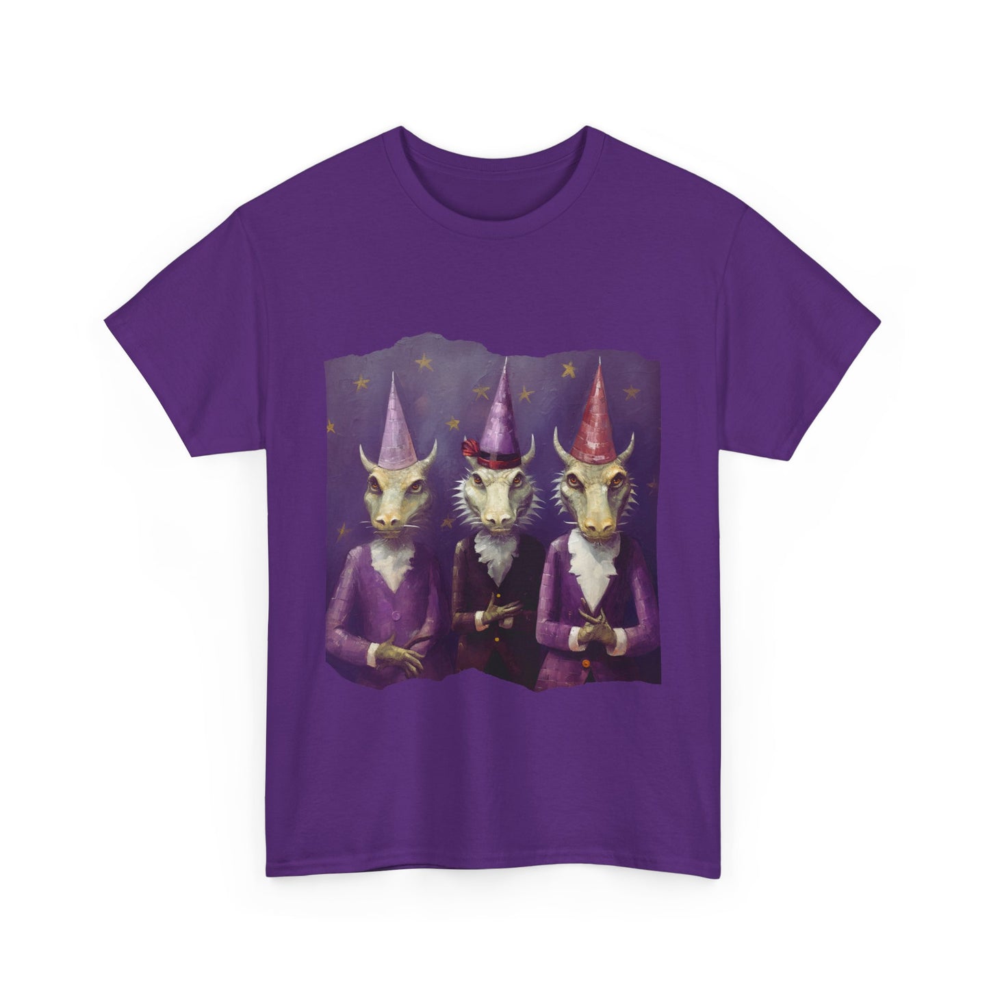 Dragon Elves Graphic Tee - Dragon in Santa Hat T-shirt - Dragon Lovers Unisex Heavy Cotton Tee T-Shirt
