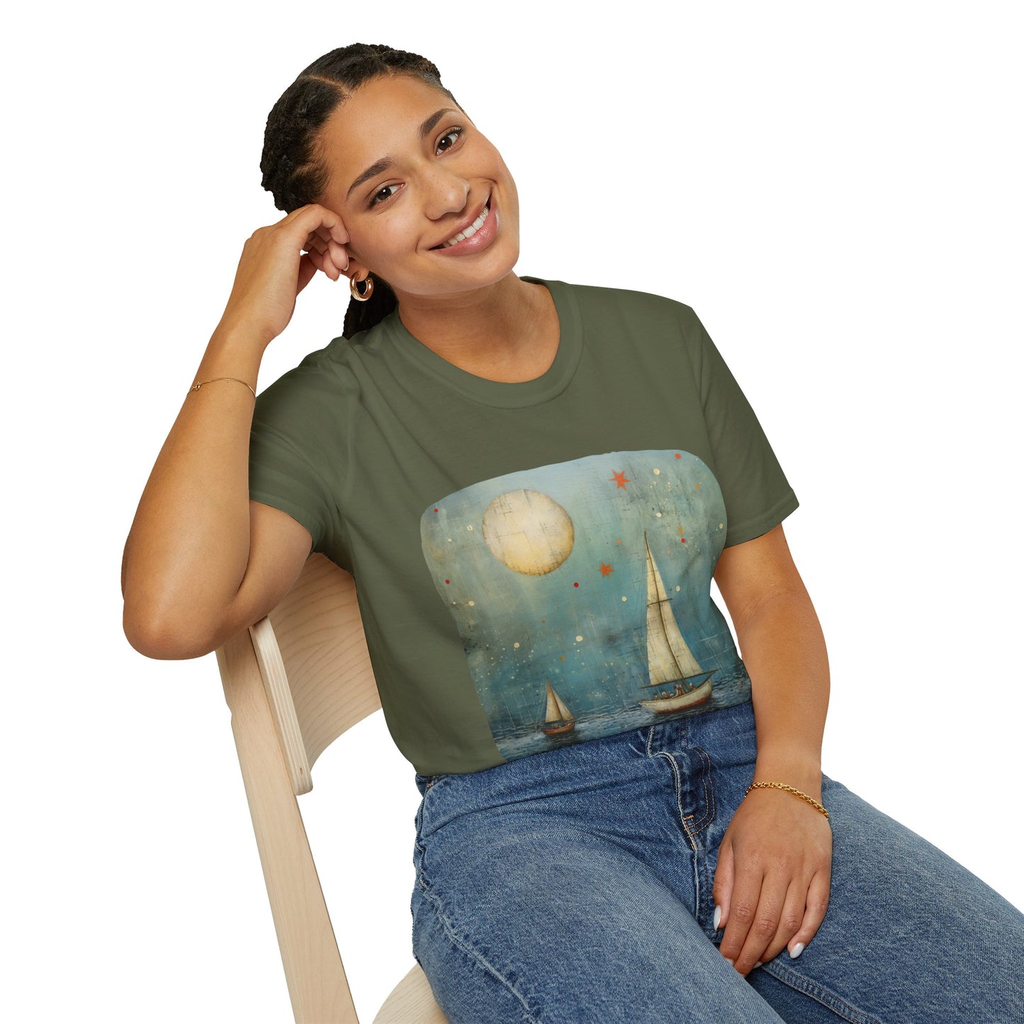 Nautical, Sailing Lover's Peaceful Seas Unisex Tee Shirt, T-Shirt Sailing Gift Softstyle T-Shirt Tee Teeshirt Nautical Florida Gift