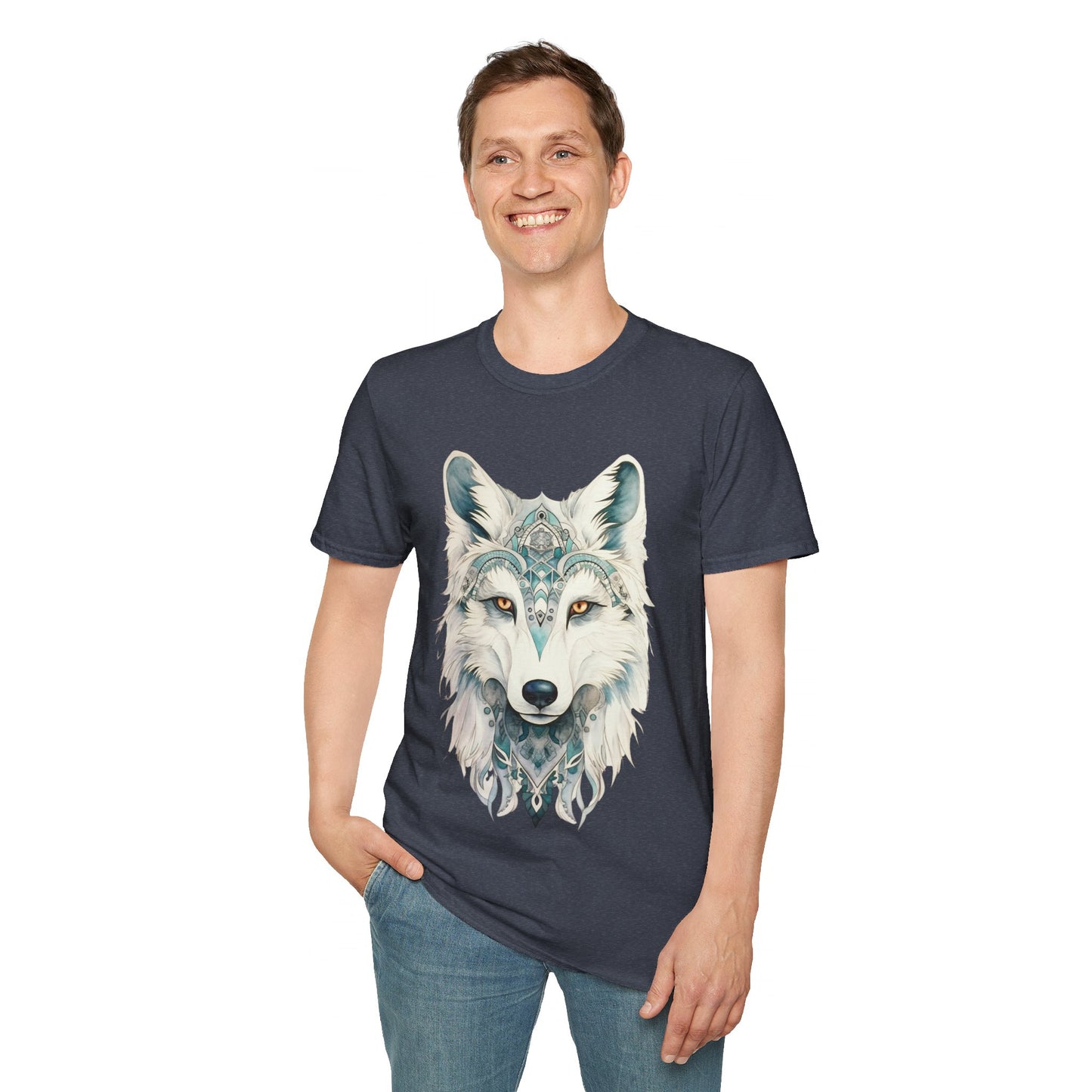 Snow Wolf, White Wolf Shirt, Lone Wolf Gift Unisex Tee Shirt, T-Shirt Wolf Totem Spirit Medicine Softstyle T-Shirt Tee Teeshirt
