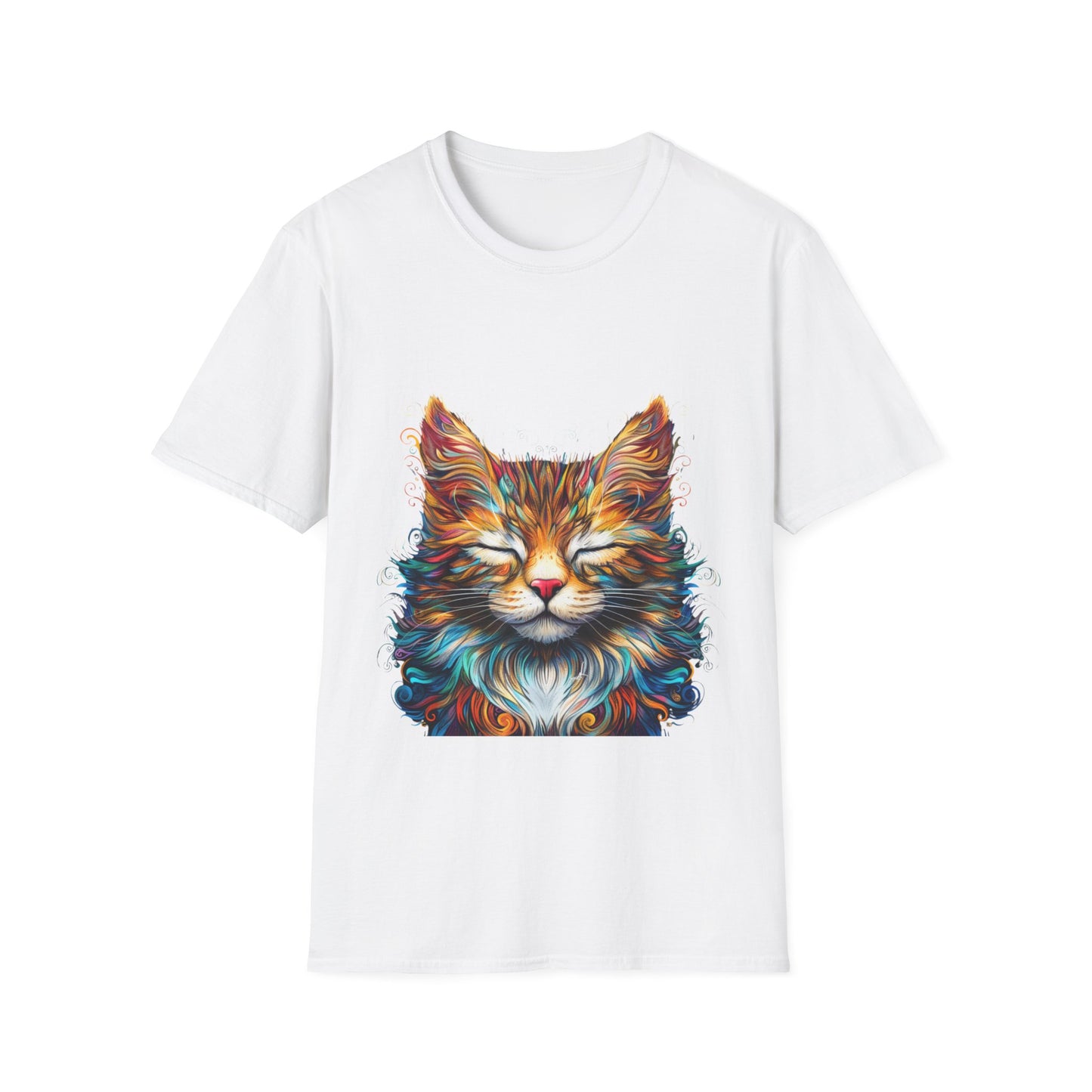 Chill Vibe Meditating Cat Shirt, Cat Lover's Graphic Tee Graphic Unisex T- Shirt, T-Shirt Cat Lovers Gift Softstyle T-Shirt Tee Teeshirt Stylized Cat