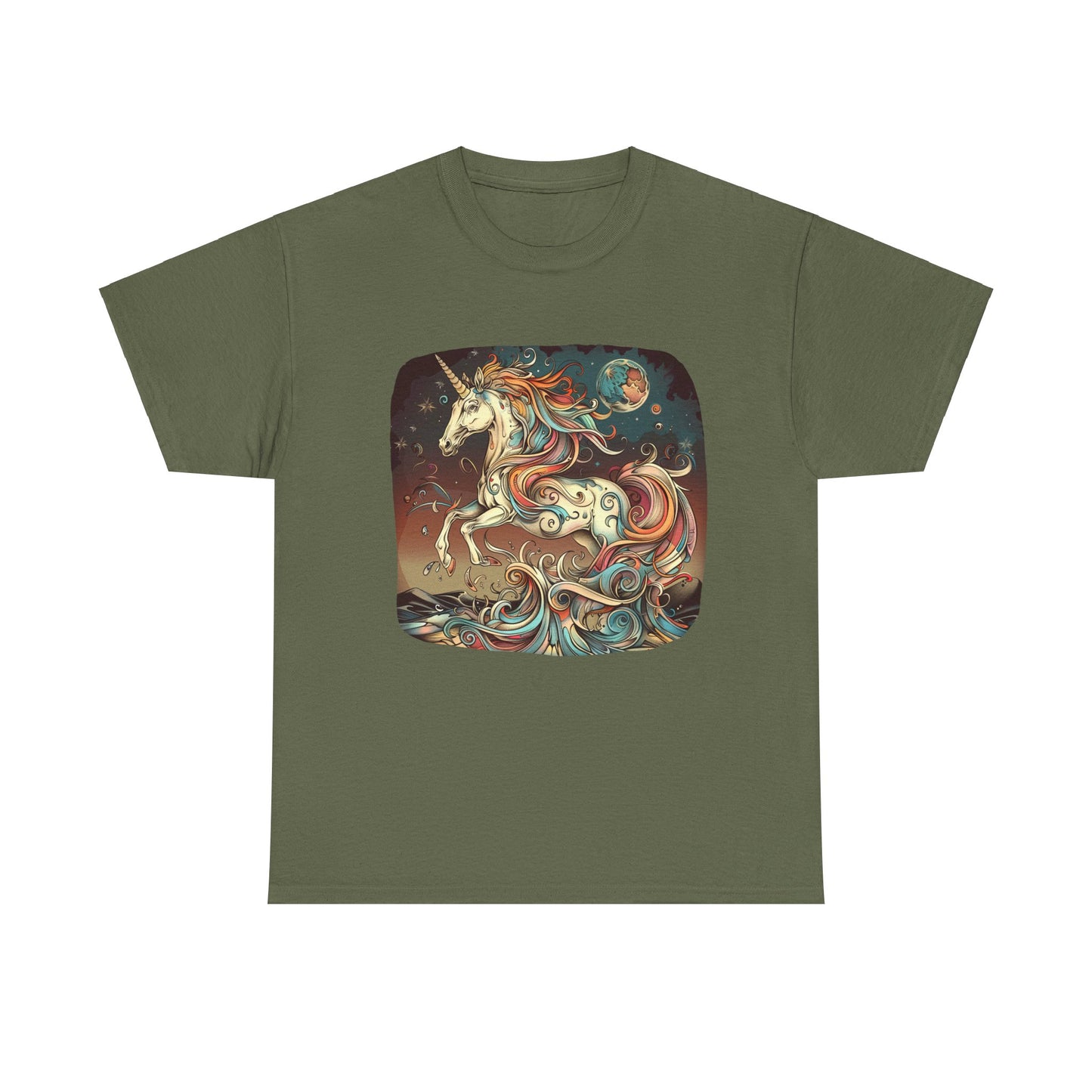 Beach Vibes Unicorn - Unicorn Lovers Graphic Tee Unisex Heavy Cotton Tee T-Shirt