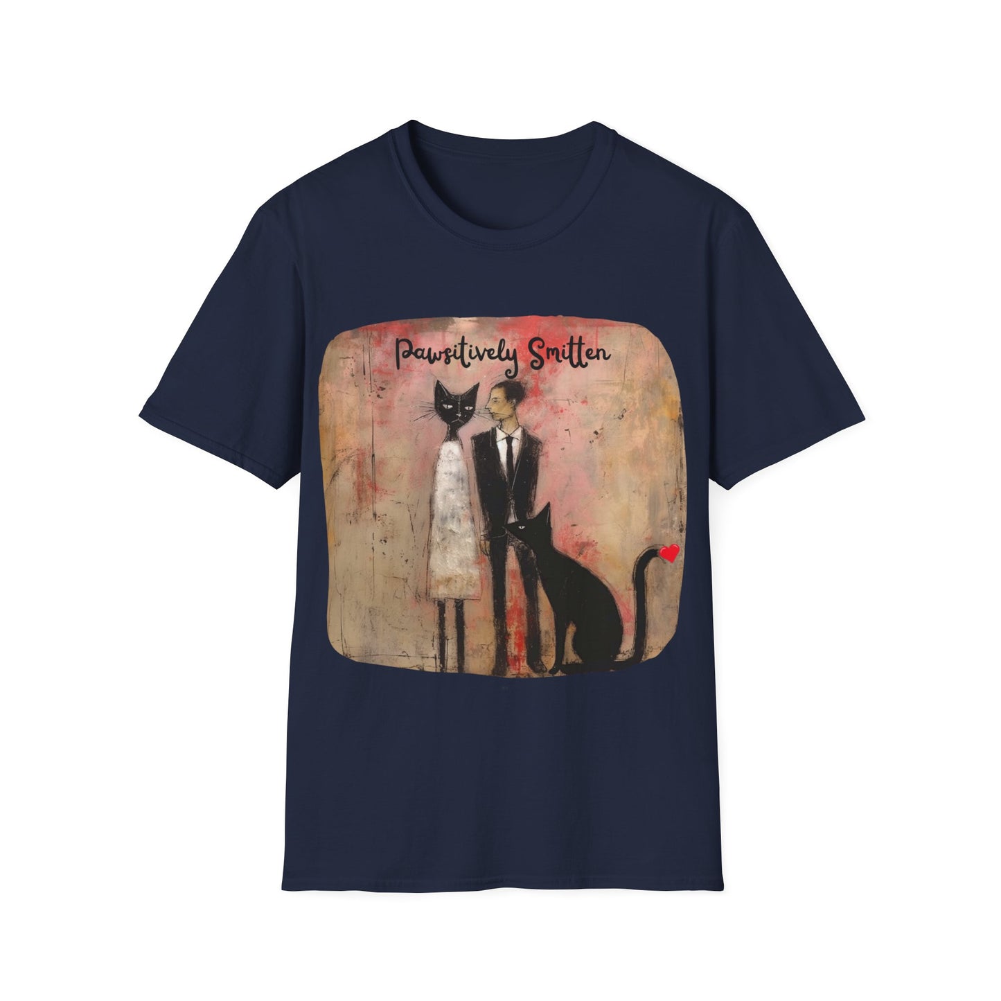 "Pawsitively Smitten" - Love & Valentine's Day Gift for Cat Lovers Mens Woman's Unisex Shirt, Softstyle T-Shirt Tee Teeshirt