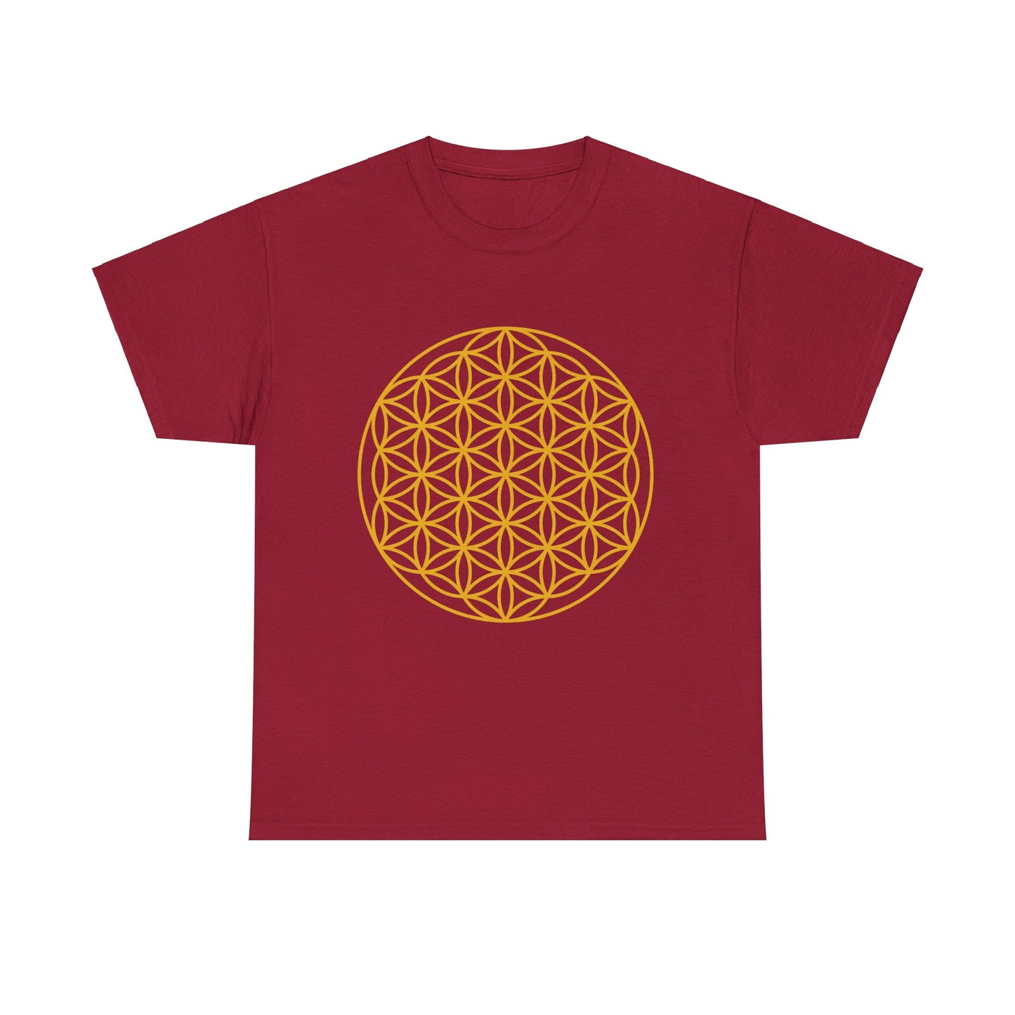 Flower of Life Sacred Geometry, (flat gold design ) Graphic Tee - Yoga, Zen, Meditation Gifts Heavy Cotton Graphic Tee T-Shirt
