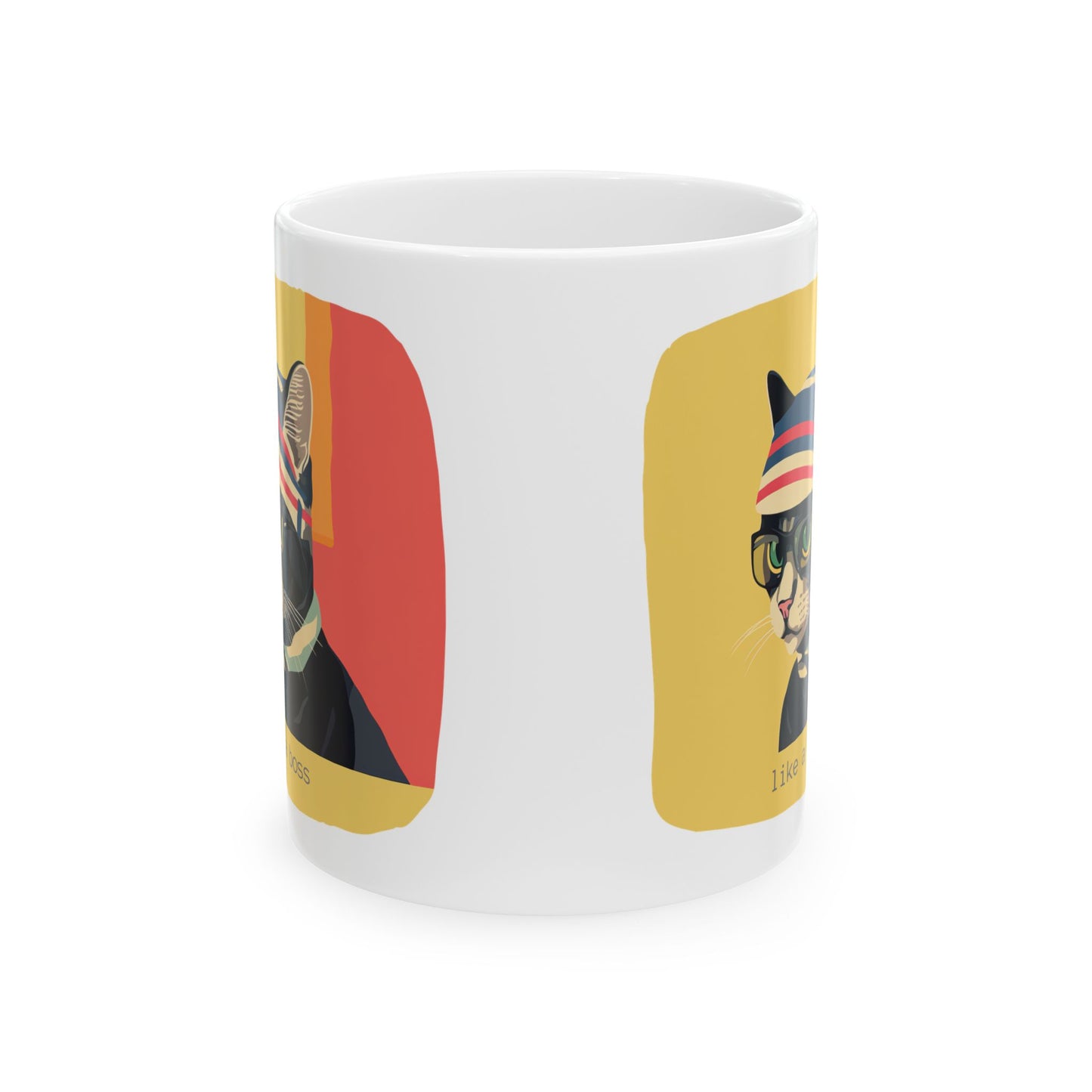 Like a Boss Cool Cats, Geeky Boss Cool Cats Christmas Gift Mug, Cat and Boss Printed Ceramic Mug 11oz