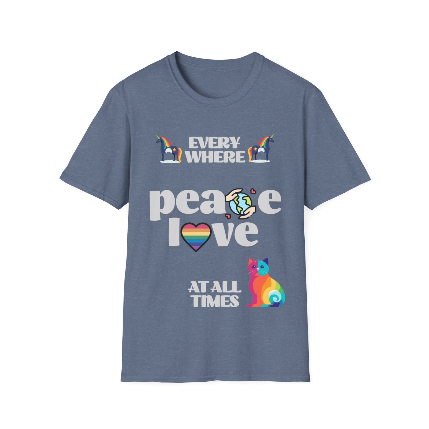 Peace, Love, Everywhere, All The Time Unisex LGBTQ shirt, T-shirt, Tee Shirt, Peace gift, Queer Gift, multiple colors