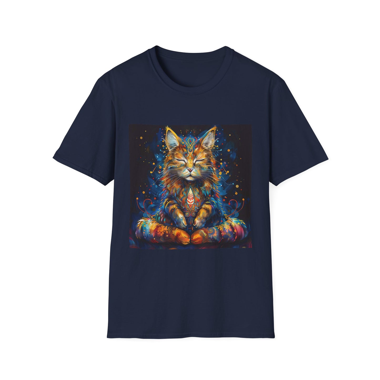 Zen Cat, Chill - Meditating Cat Shirt, Cat Lover's Graphic Tee Graphic Unisex T- Shirt, T-Shirt Cat Lovers Gift Softstyle T-Shirt Tee Teeshirt Stylized Cat