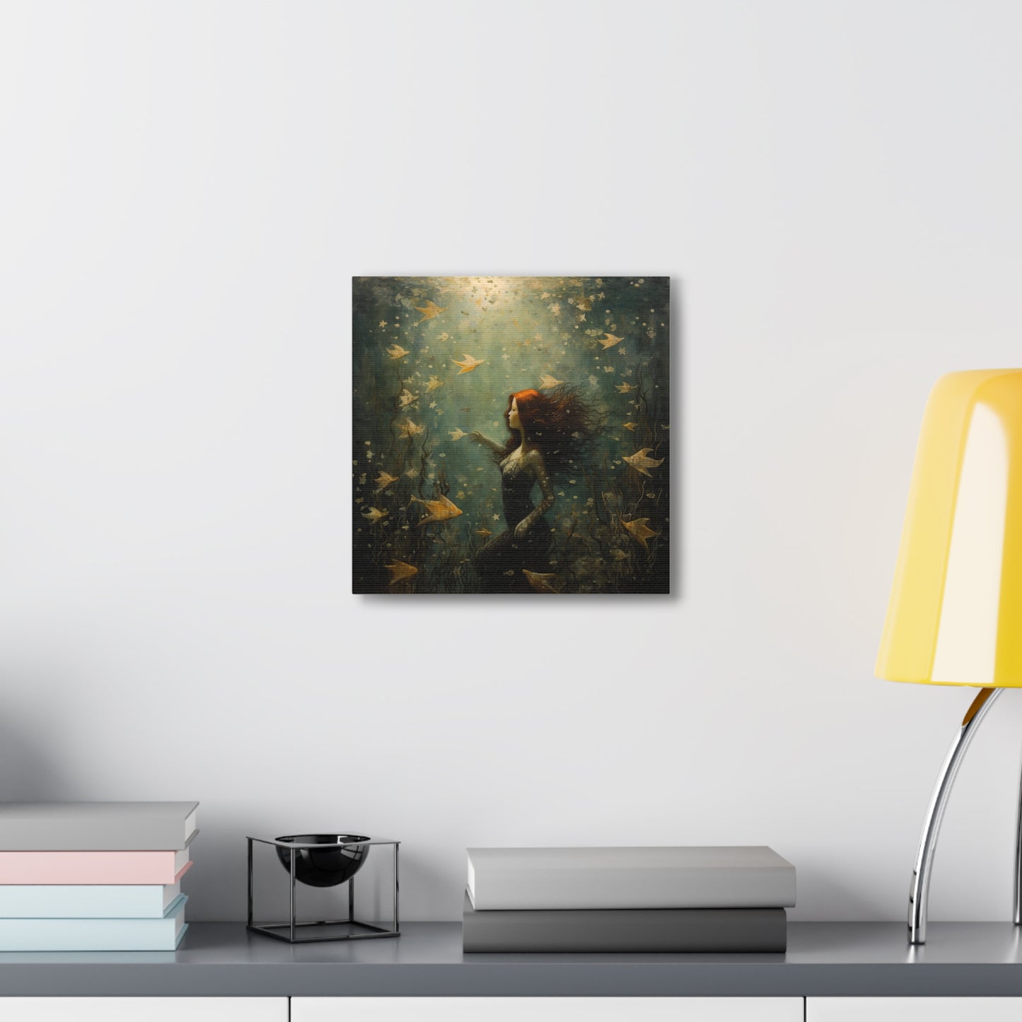 Mermaid Wall Art, Underwater Scene, Mystical Wall Art, Canvas, Kids or Adults Room, Creative Wall Art Painting Pastel