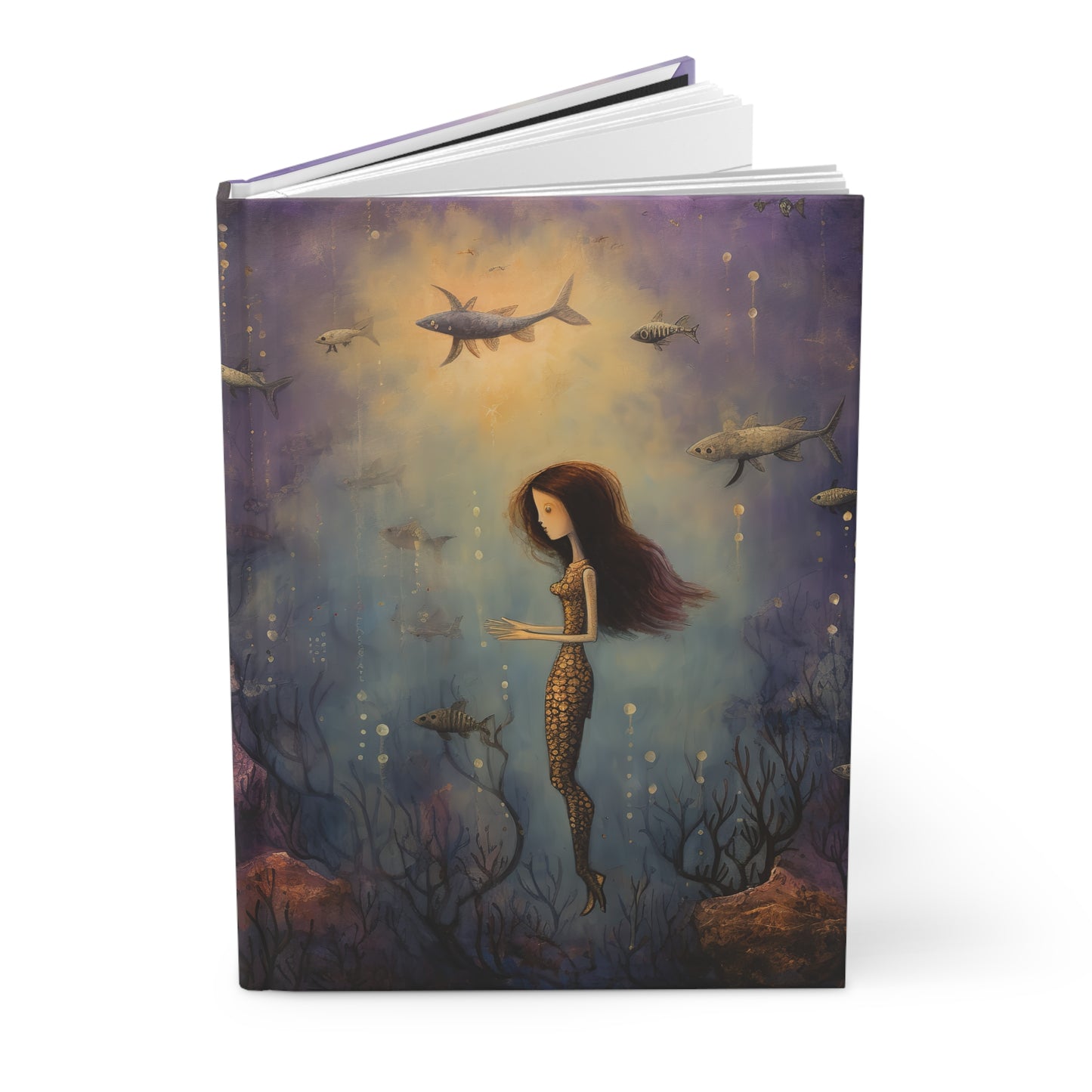 Mermaid Journal, Diary, Notebook, Blank Book, Purple Fantasy Journal, Gift Hardcover Journal Matte Notebook, Kids, Magical, Fantasy Book