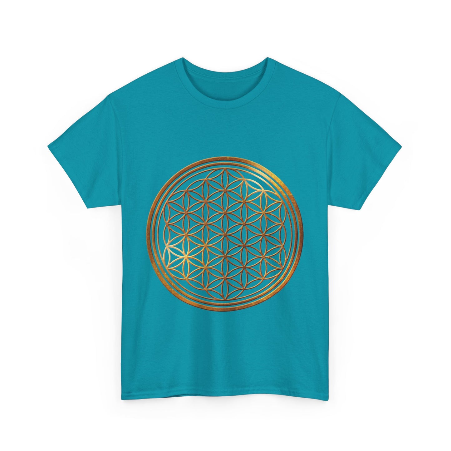 Flower of Life Sacred Geometry, (with shadow/highlight) Graphic Tee - Yoga, Zen, Hindu Gifts Heavy Cotton Graphic Tee T-Shirt