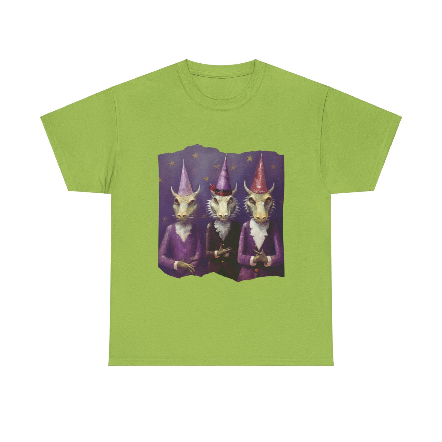 Dragon Elves Graphic Tee - Dragon in Santa Hat T-shirt - Dragon Lovers Unisex Heavy Cotton Tee T-Shirt