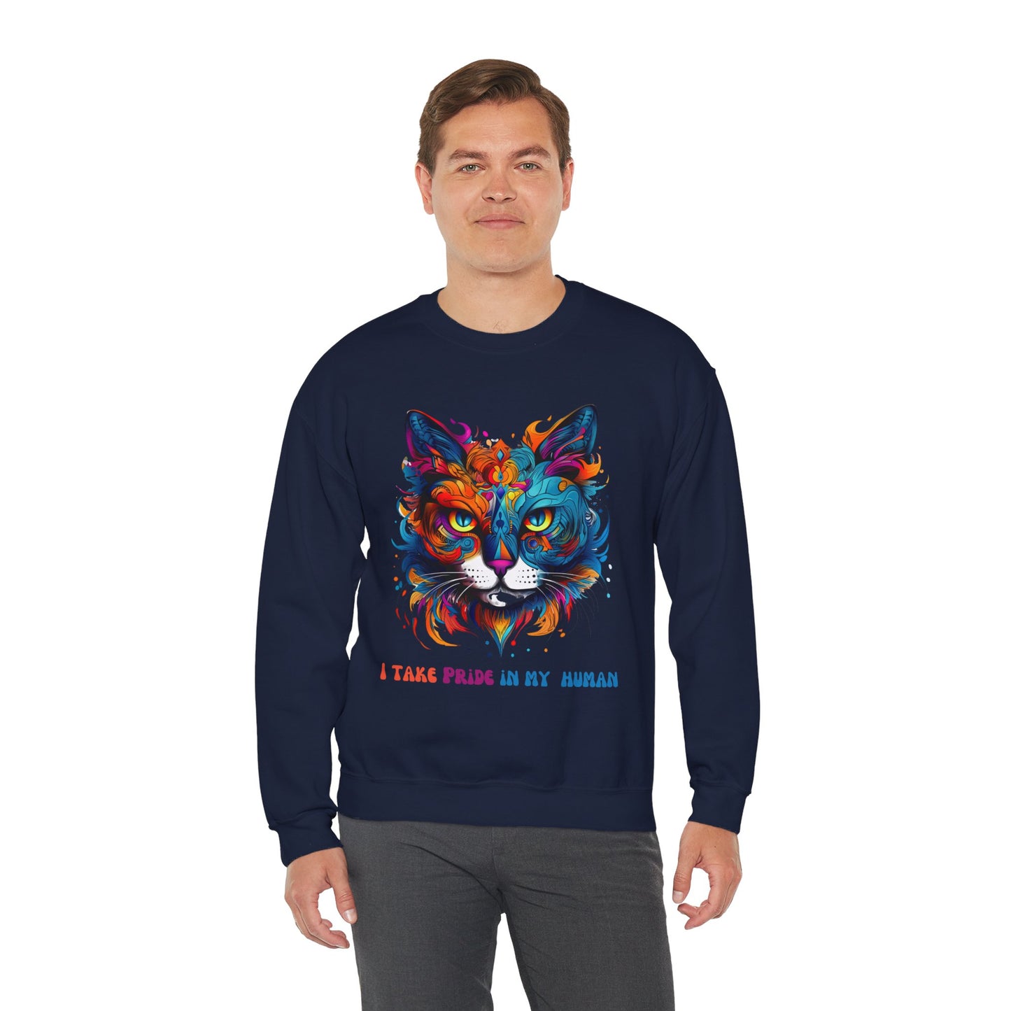 "I Take Pride in My Human" Pride Cat Sweatshirt, Cat Lovers Gift, Kitty Cat LGBTQ+ Shirt Unisex Sweatshirt Sweat Shirt, Many Colors