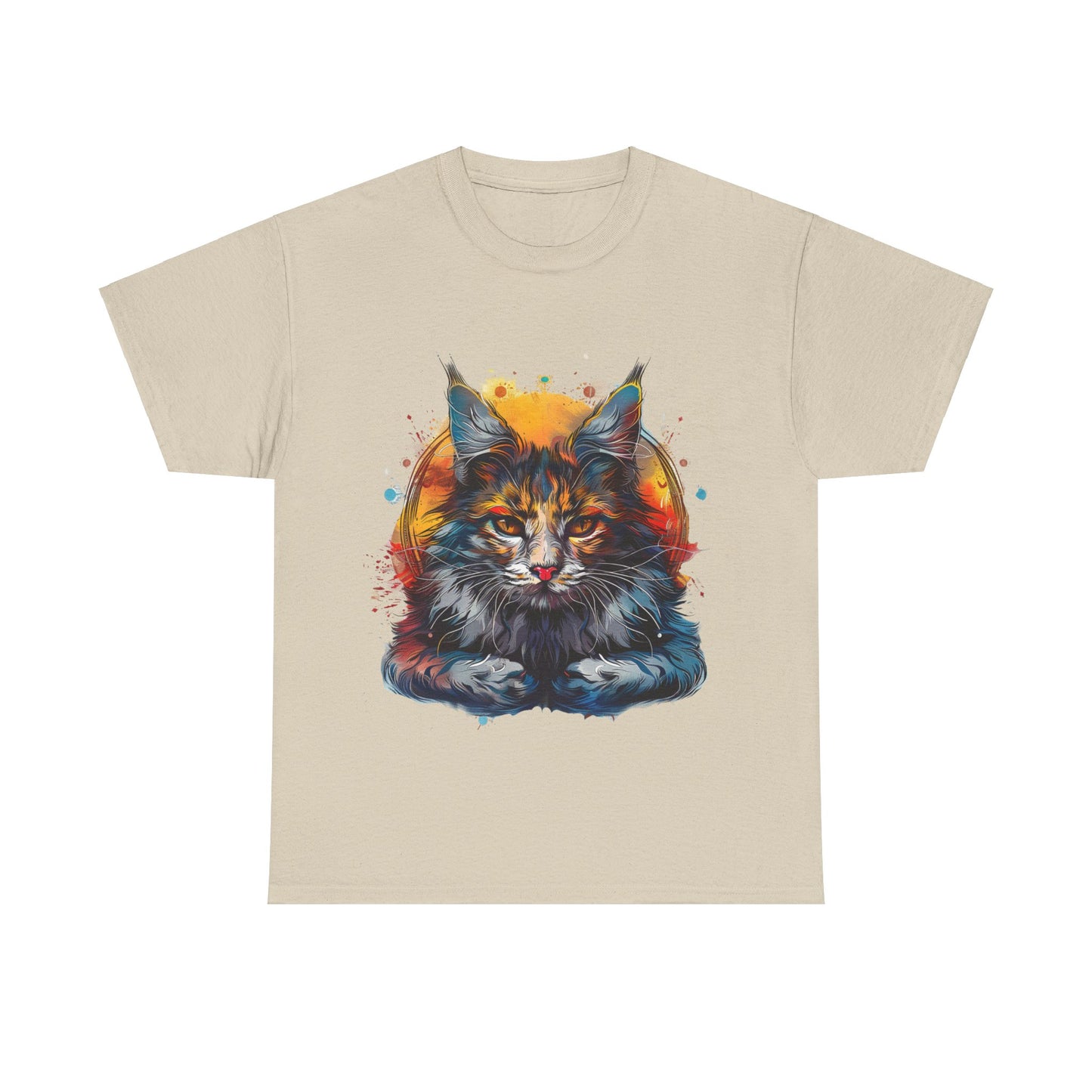 Meditating Cat, (V2) Zen Cat, Cat Gift Unisex Heavy Cotton Tee T-Shirt