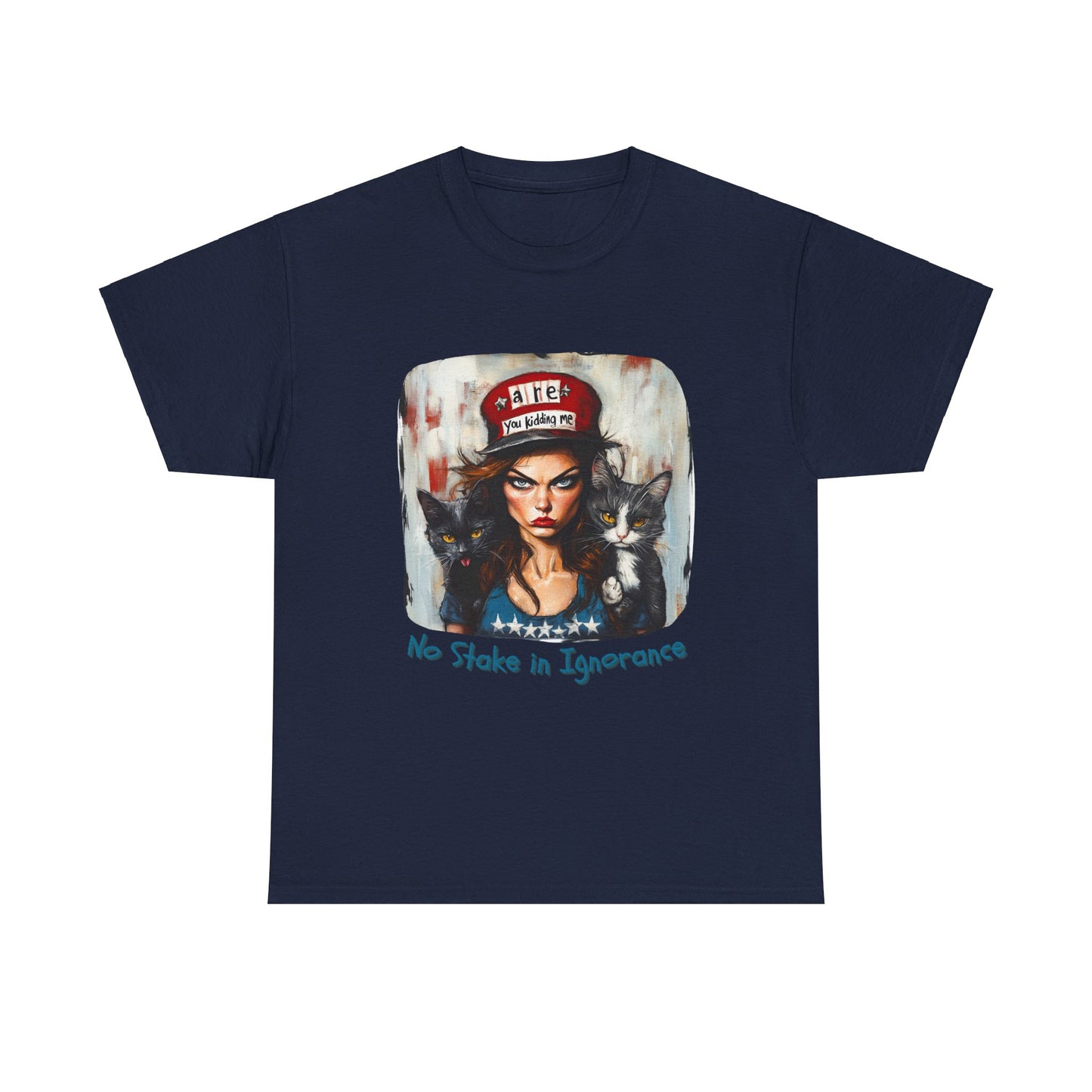 Childless Cat Lady Shirt - "No Stake in Ignorance" - , Say NO to Ignorance - Unisex Heavy Cotton Tee